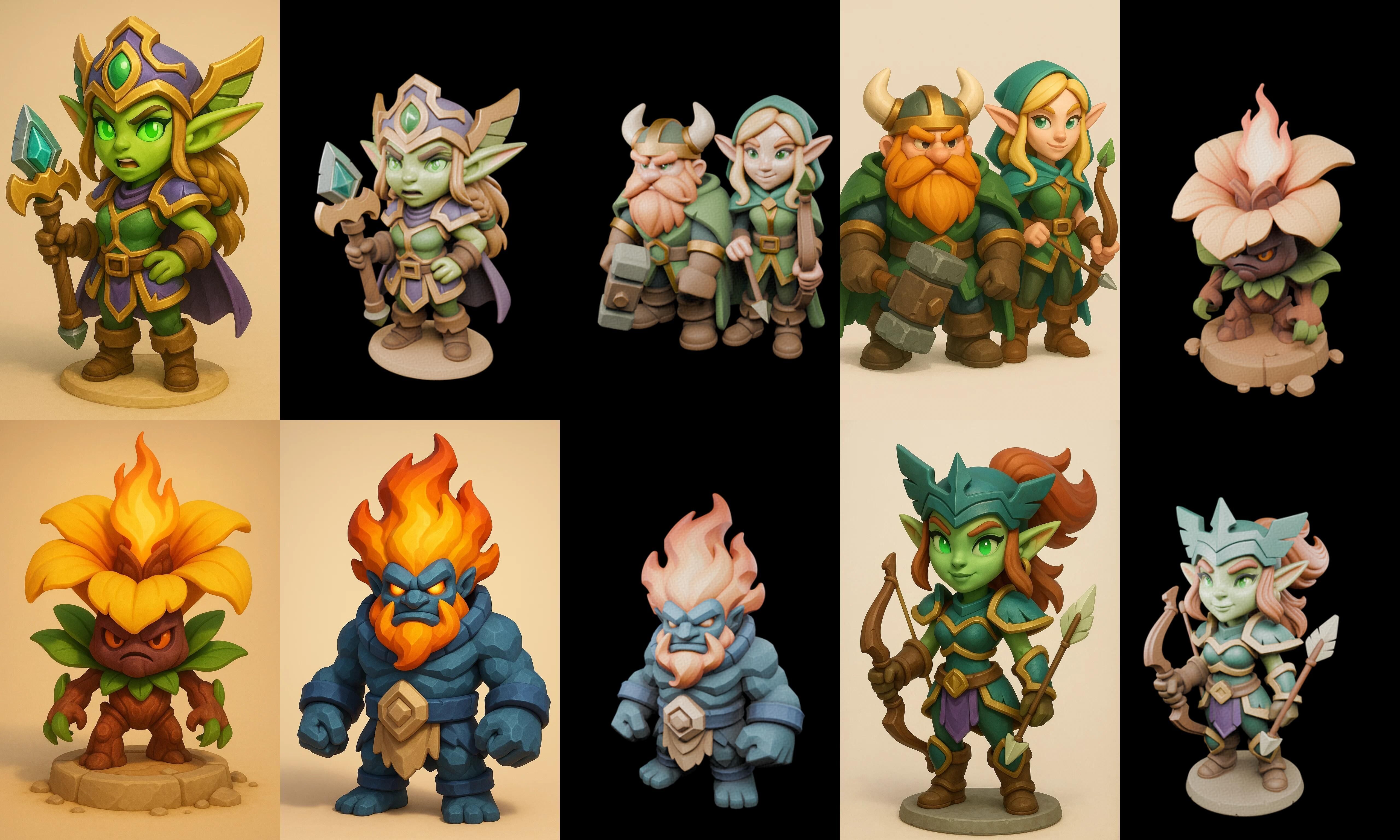 Role Play Fantasy Character bundle 33 pack 100 glb Low-poly 3D model_14
