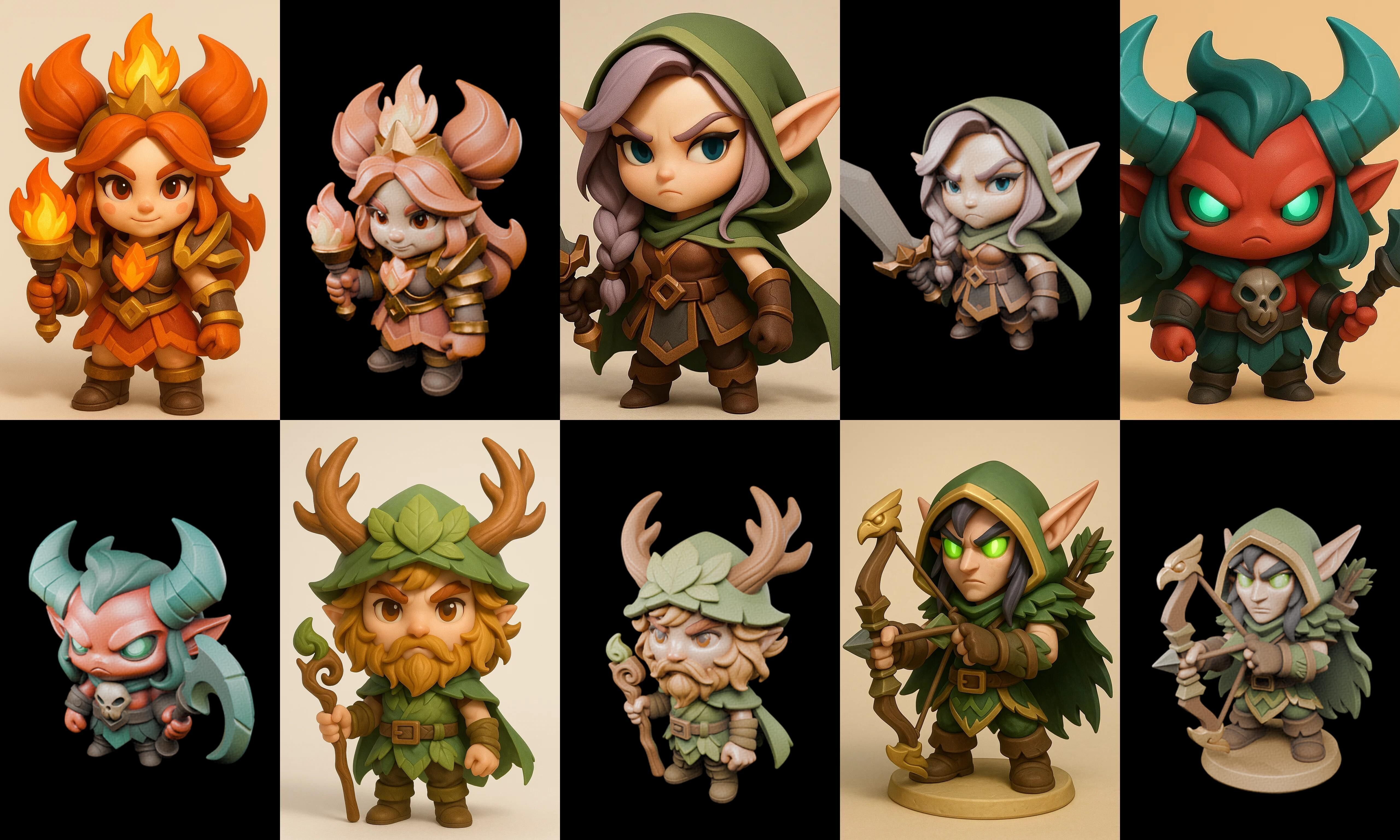 Role Play Fantasy Character bundle 33 pack 100 glb Low-poly 3D model_13