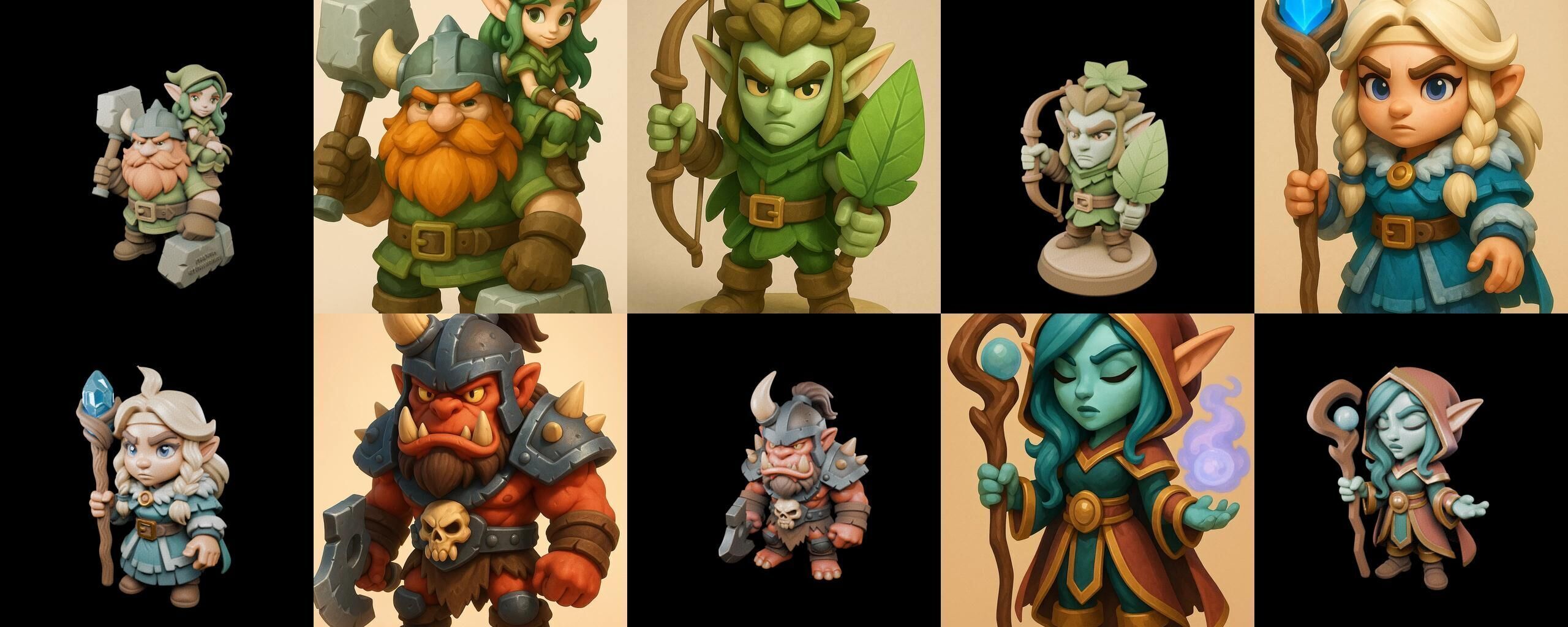 Role Play Fantasy Character bundle 33 pack 100 glb Low-poly 3D model_10