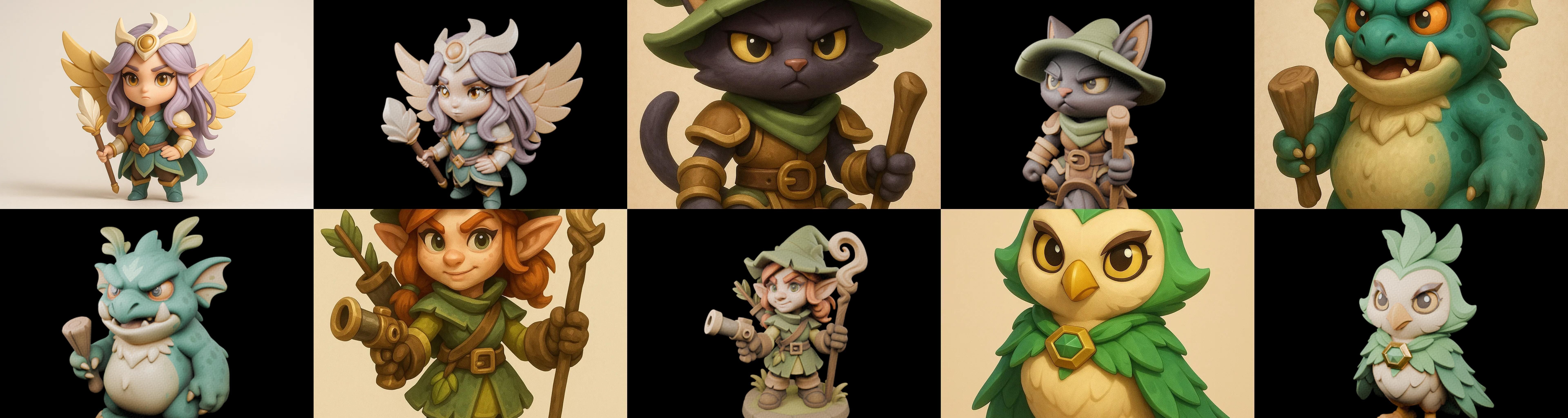 Role Play Fantasy Character bundle 33 pack 100 glb Low-poly 3D model_1