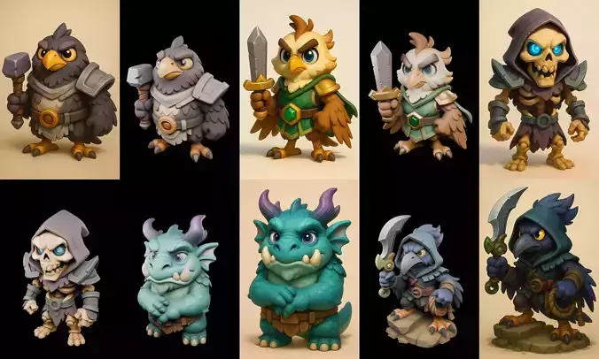 Role Play Fantasy Character bundle 33 pack 100 glb