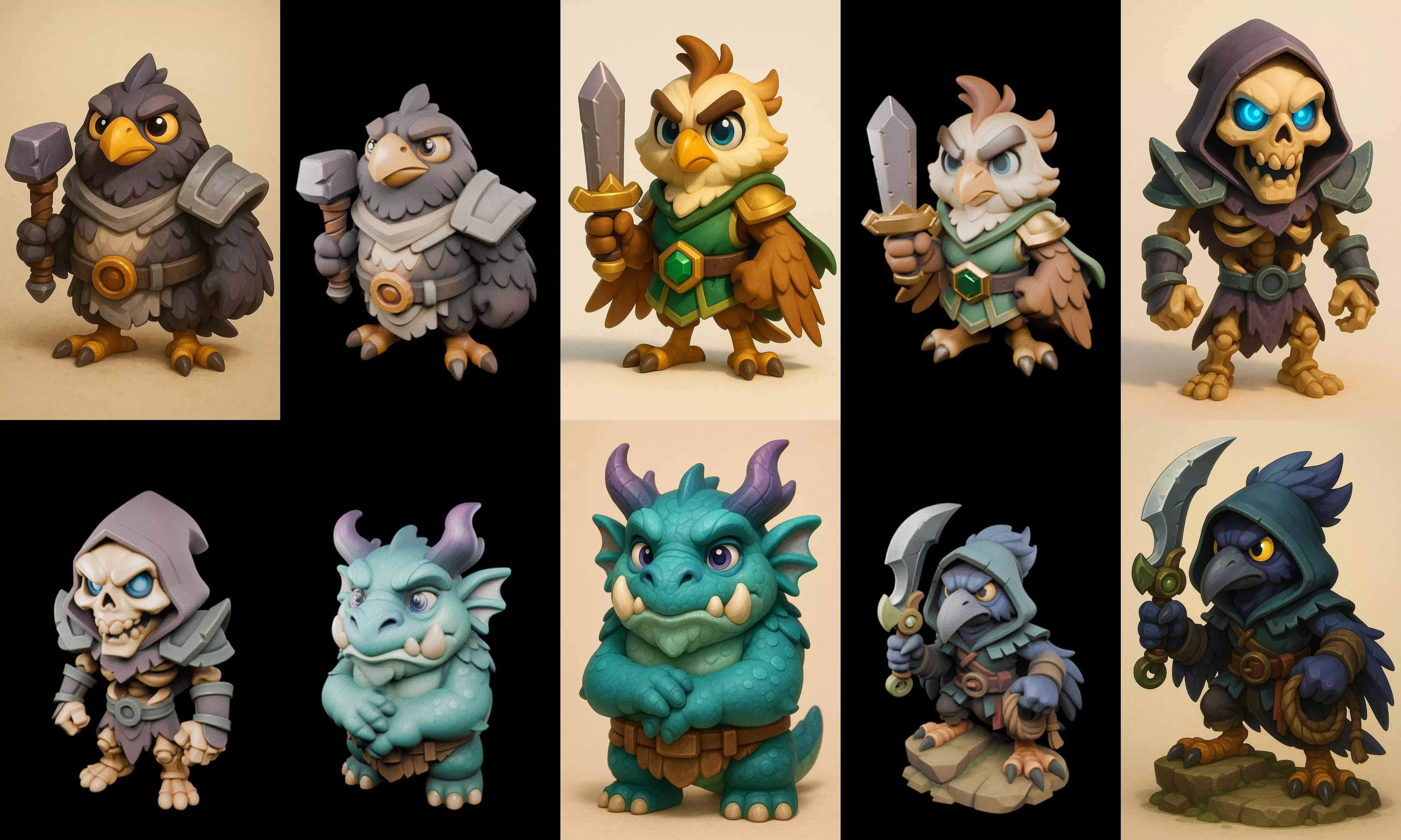 Role Play Fantasy Character bundle 33 pack 100 glb Low-poly 3D model_0
