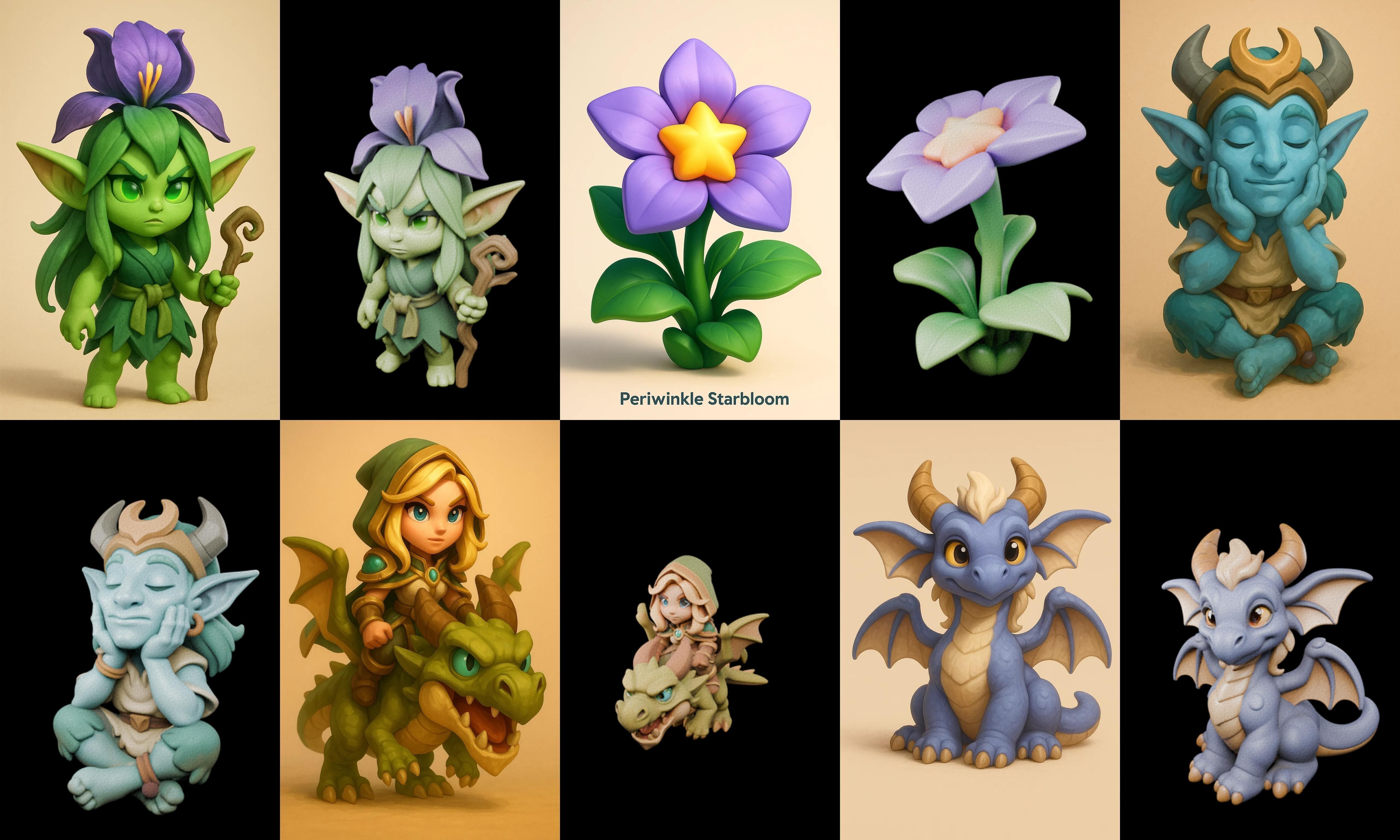 Role Play Fantasy Character bundle 33 pack 100 glb Low-poly 3D model_7