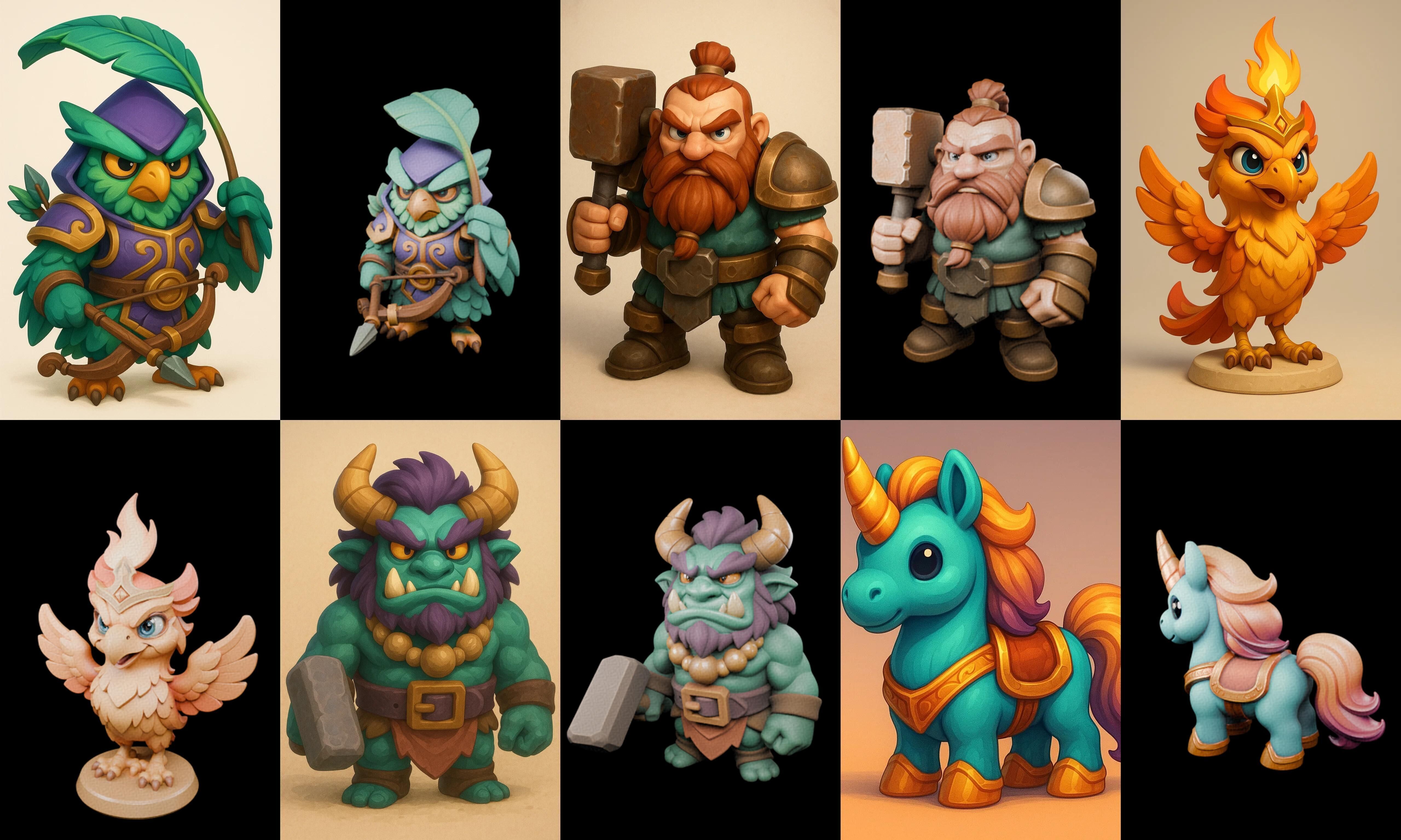 Role Play Fantasy Character bundle 33 pack 100 glb Low-poly 3D model_16