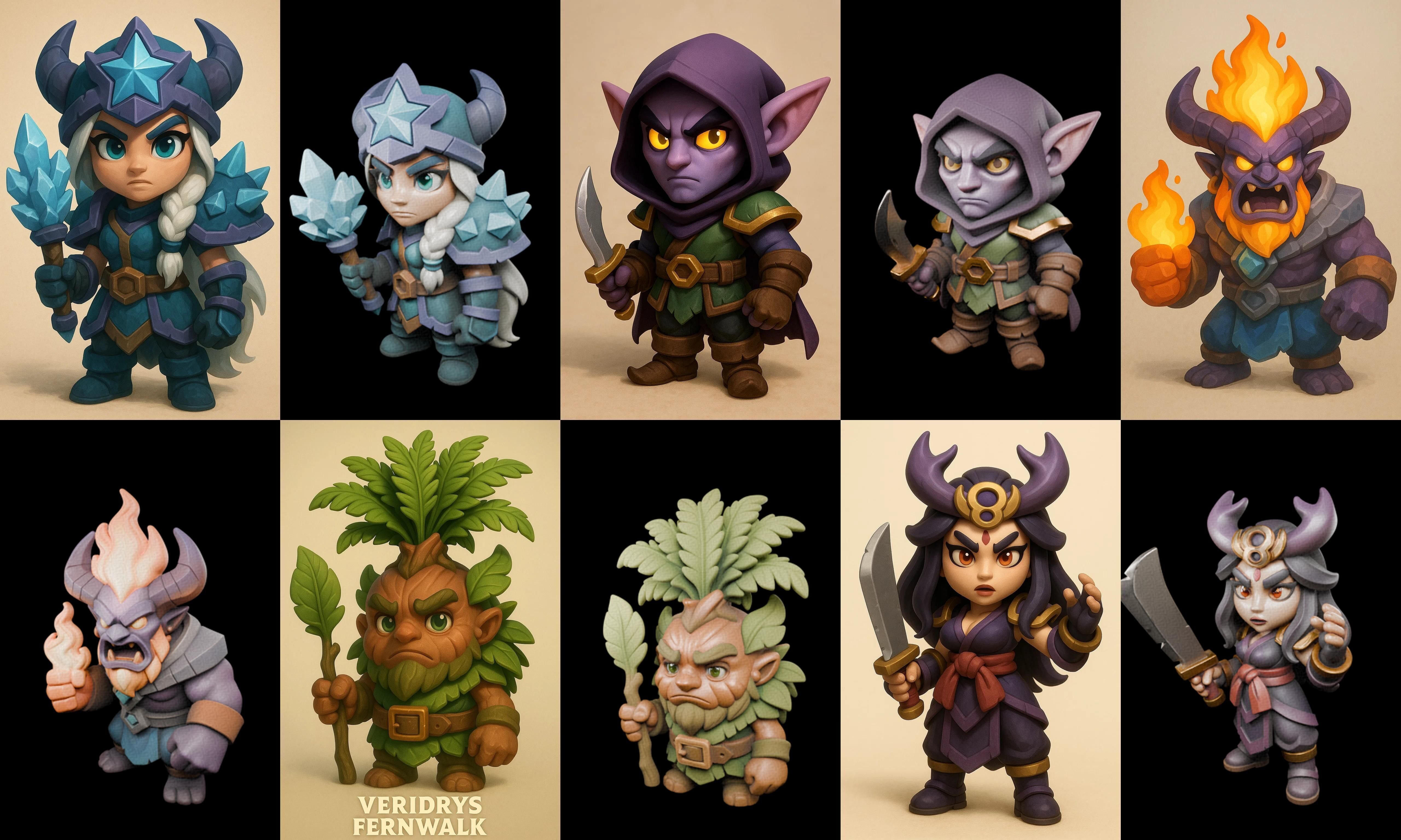 Role Play Fantasy Character bundle 33 pack 100 glb Low-poly 3D model_18