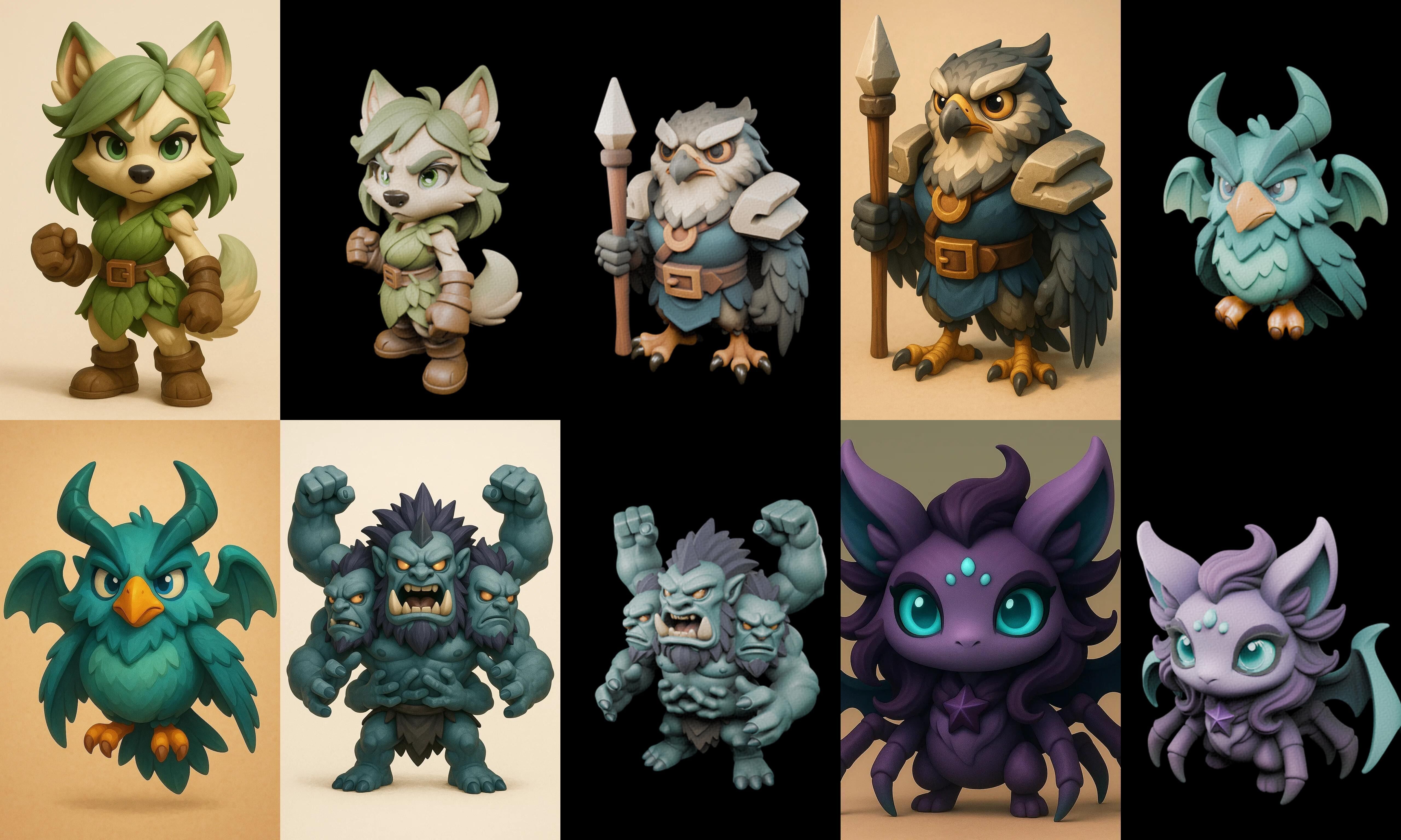 Role Play Fantasy Character bundle 33 pack 100 glb Low-poly 3D model_4