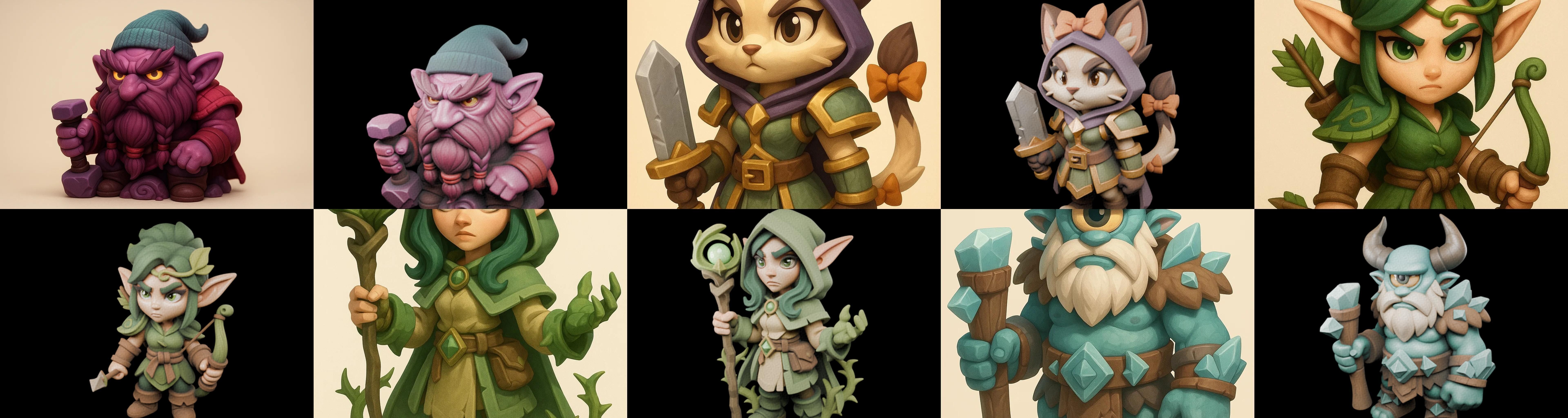 Role Play Fantasy Character bundle 33 pack 100 glb Low-poly 3D model_17