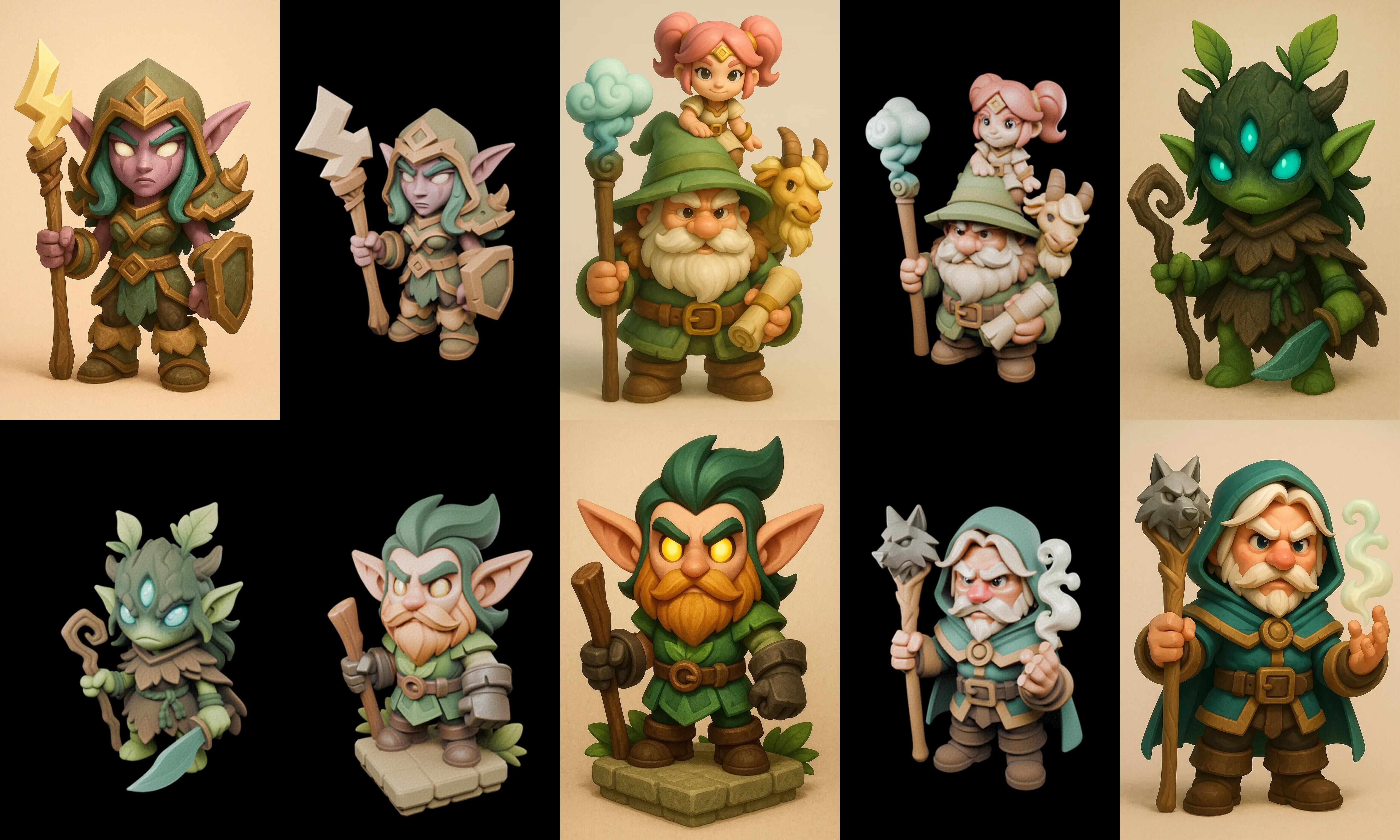 Role Play Fantasy Character bundle 33 pack 100 glb Low-poly 3D model_6