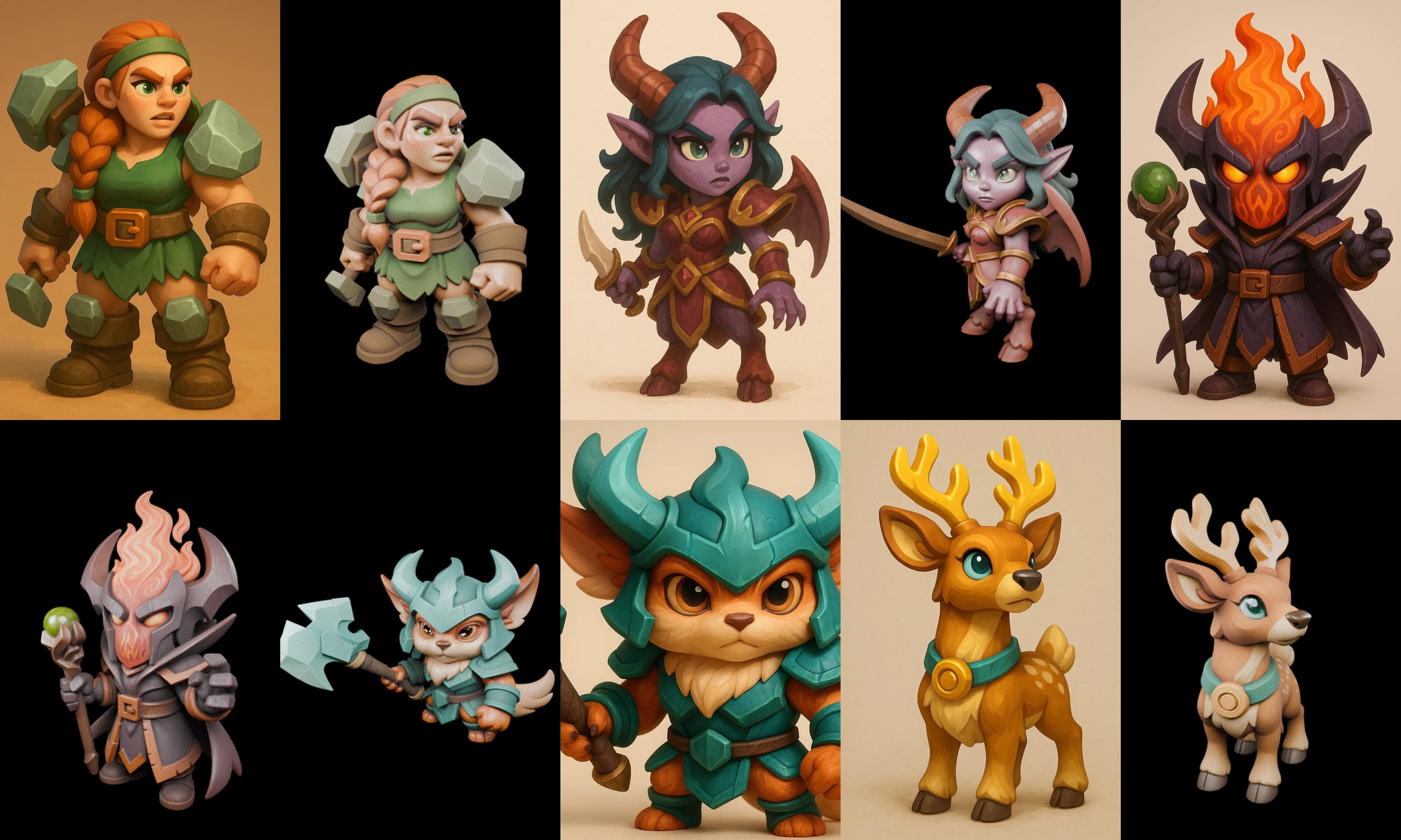Role Play Fantasy Character bundle 33 pack 100 glb Low-poly 3D model_8