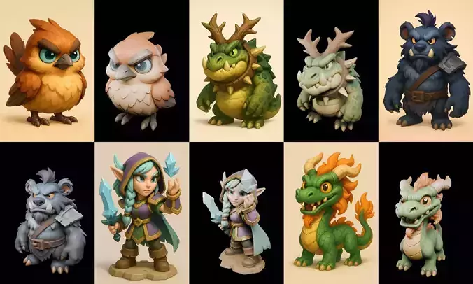 Role Play Fantasy Character bundle 31 pack 100 glb