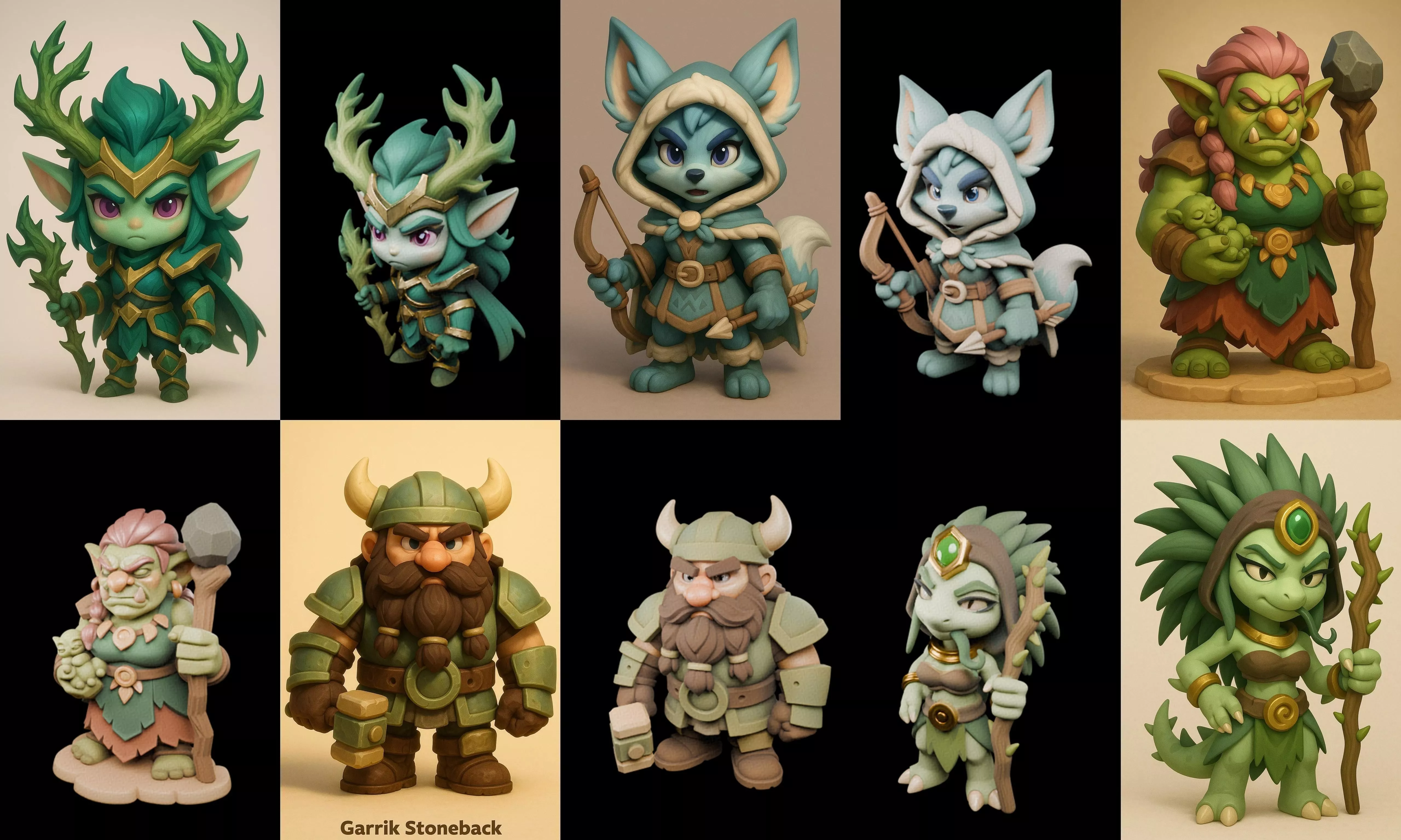 Role Play Fantasy Character bundle 30 pack 100 glb Low-poly 3D model