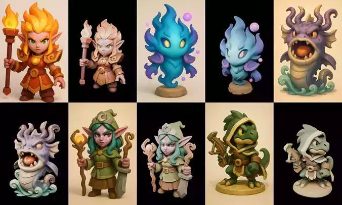 Role Play Fantasy Character bundle 3 pack 100 glb
