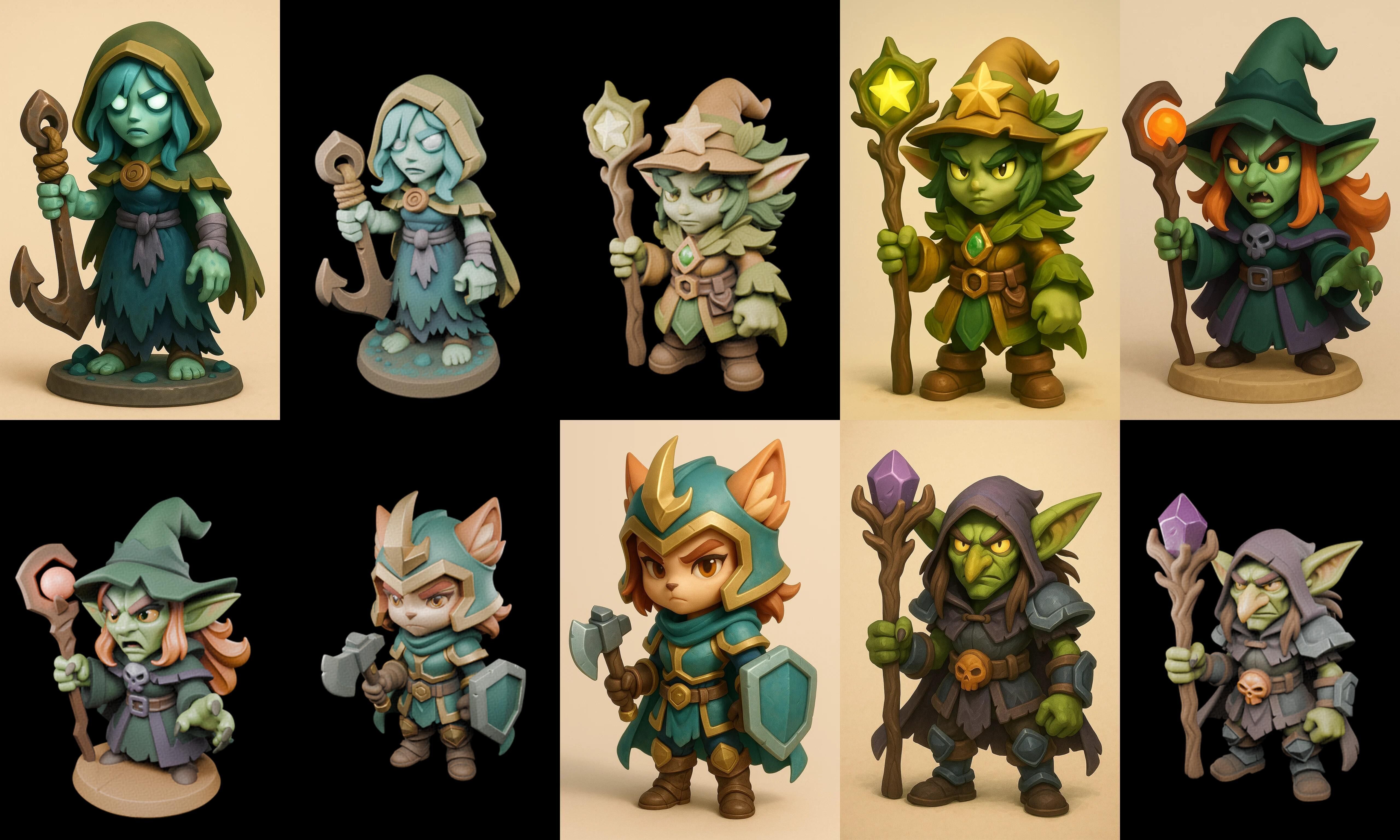 Role Play Fantasy Character bundle 29 pack 100 glb Low-poly 3D model_17