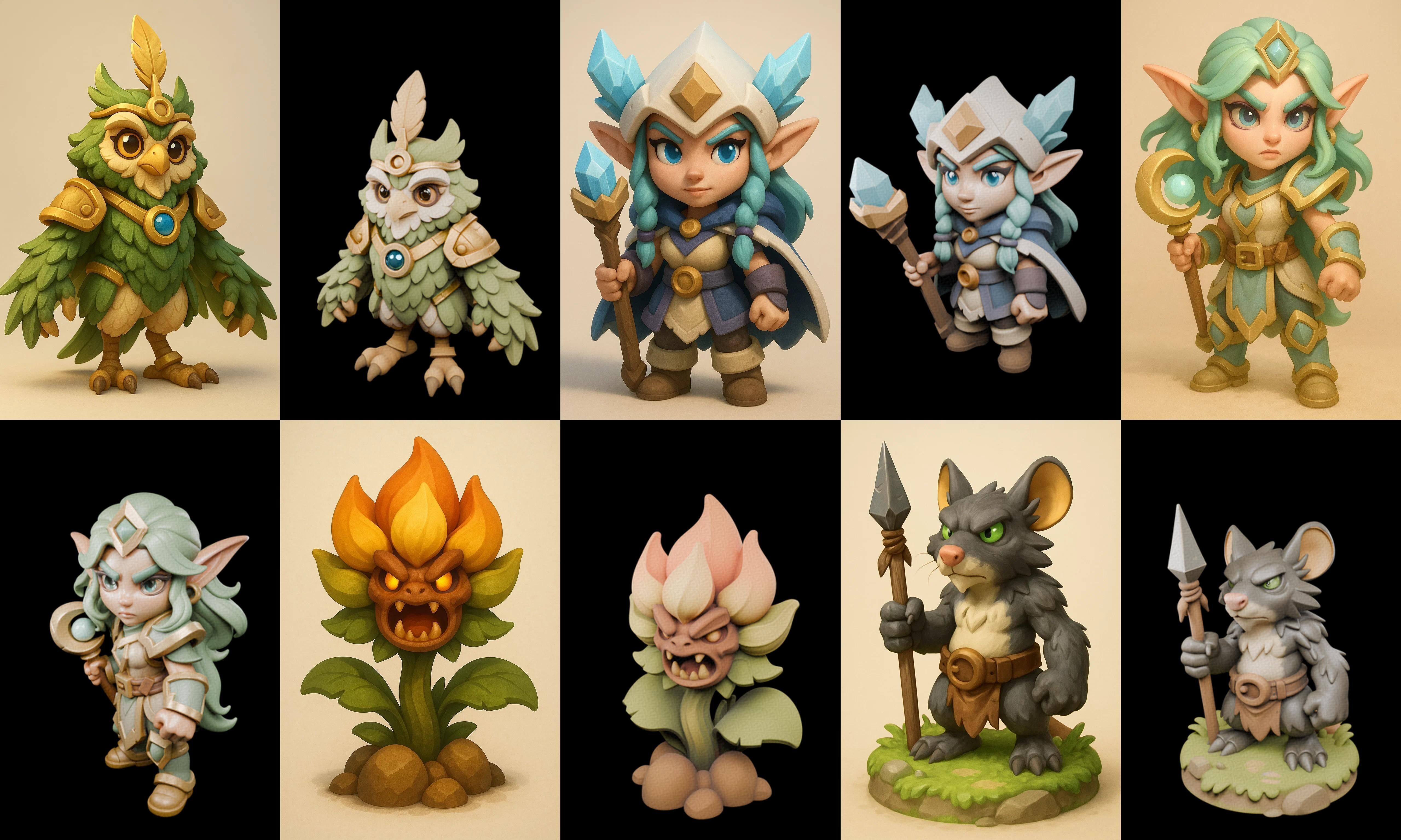 Role Play Fantasy Character bundle 29 pack 100 glb Low-poly 3D model_5