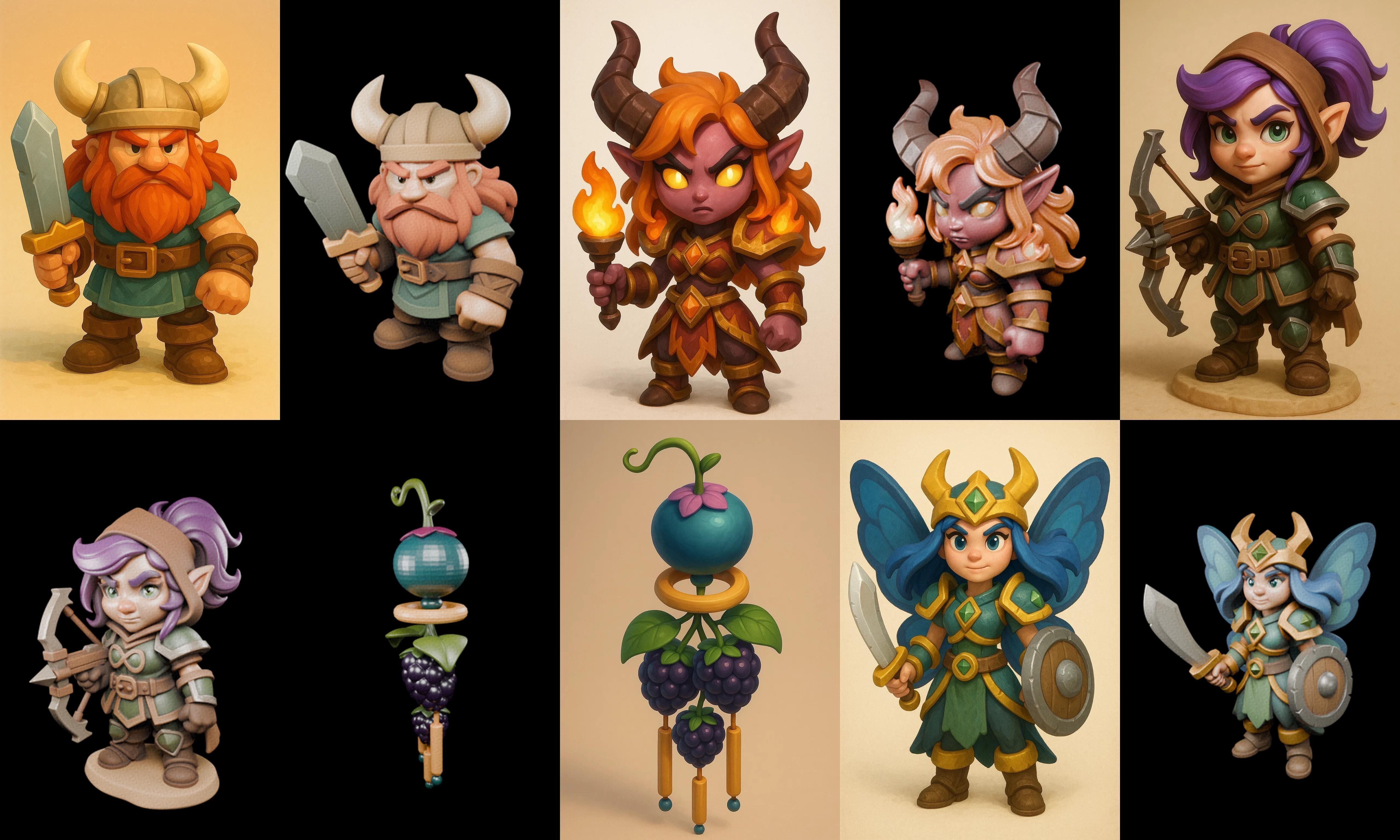 Role Play Fantasy Character bundle 29 pack 100 glb Low-poly 3D model_19
