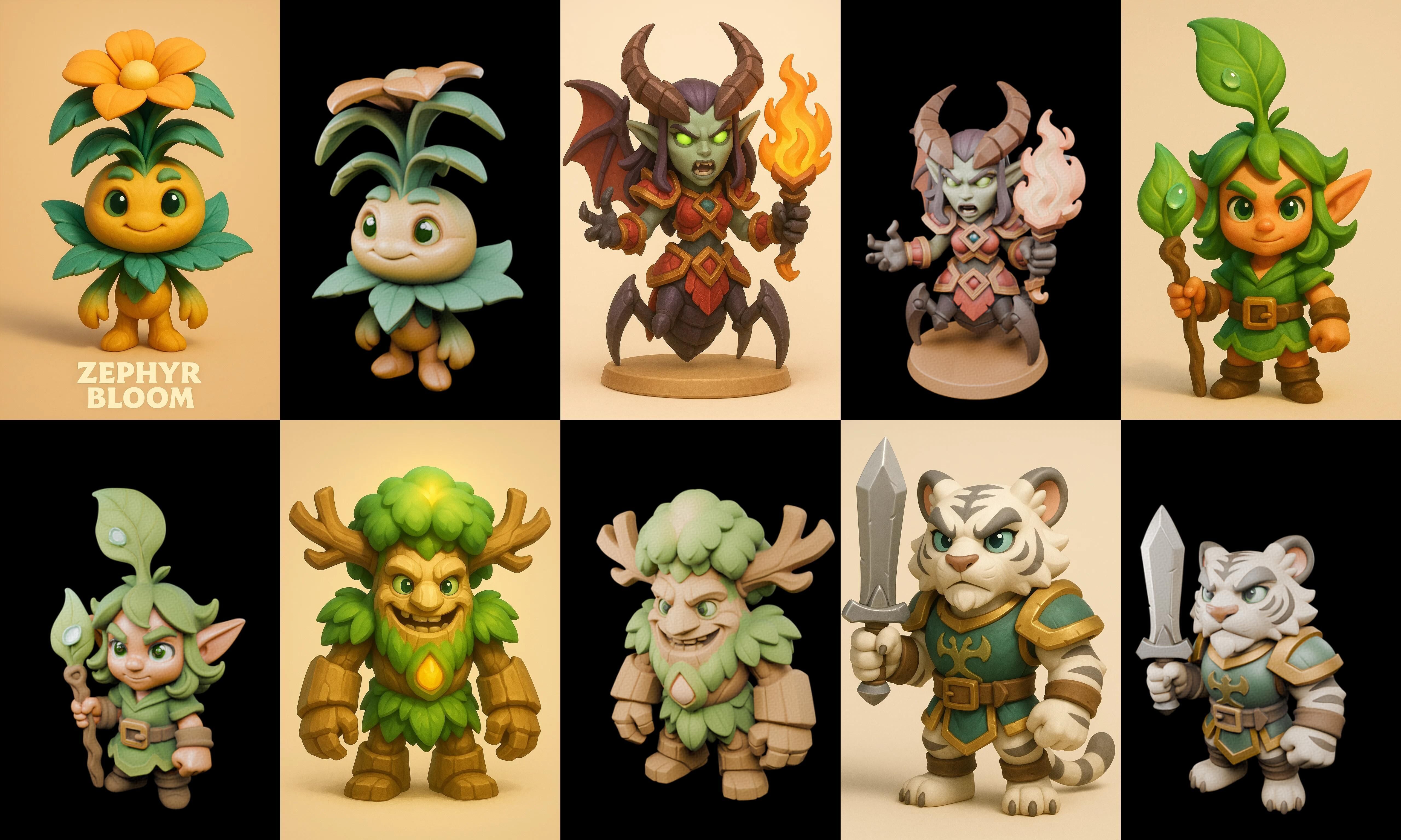 Role Play Fantasy Character bundle 29 pack 100 glb Low-poly 3D model_3