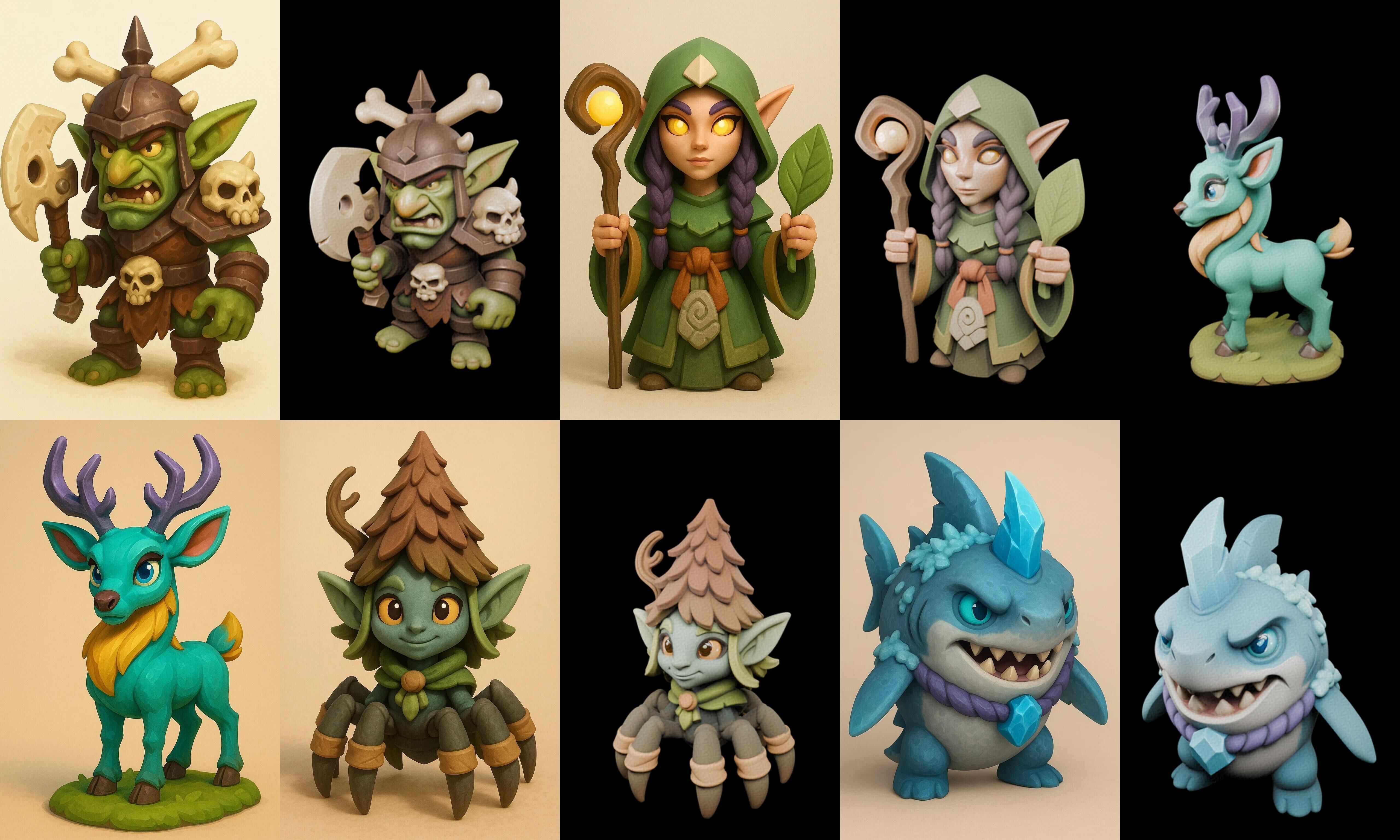 Role Play Fantasy Character bundle 29 pack 100 glb Low-poly 3D model_9