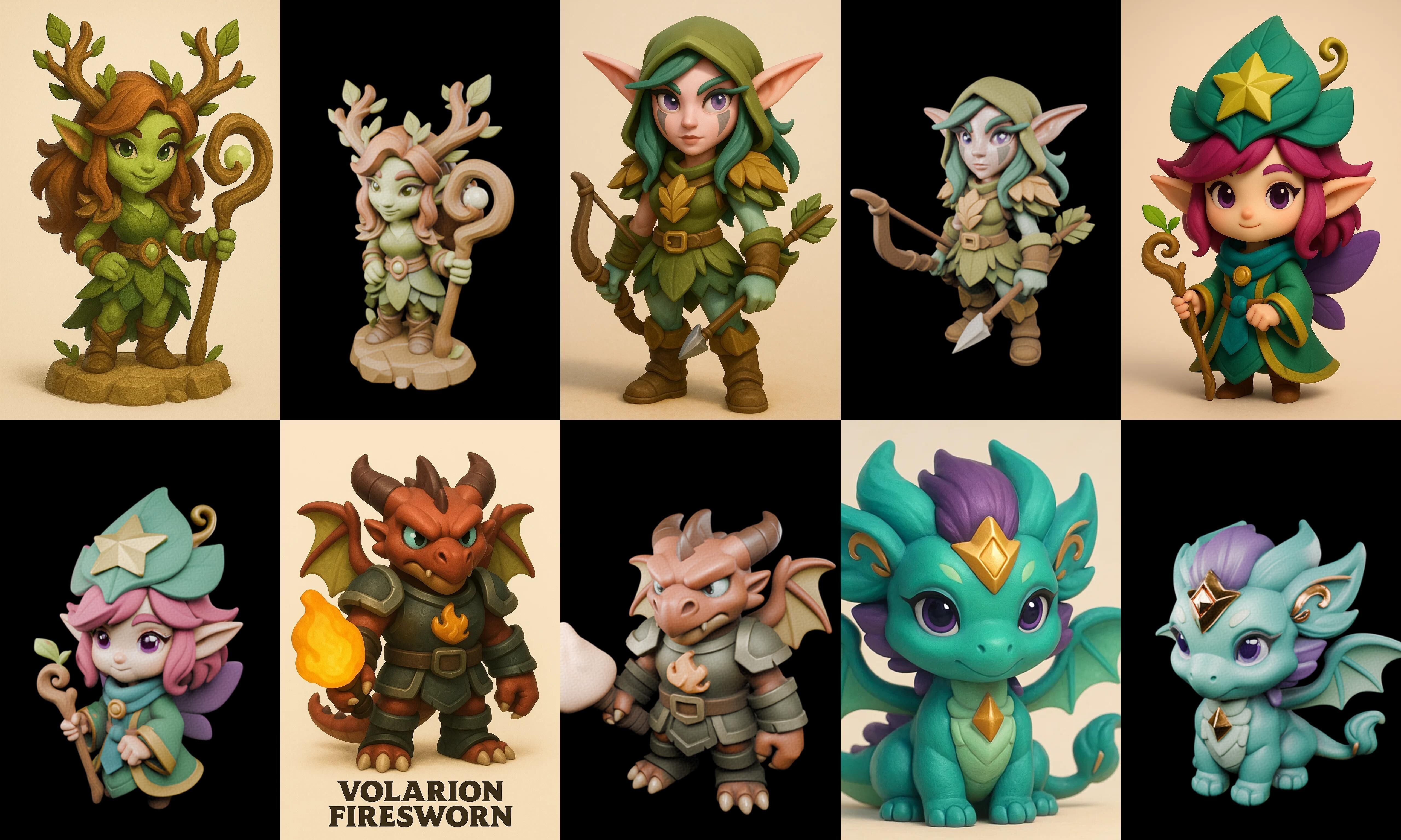 Role Play Fantasy Character bundle 29 pack 100 glb Low-poly 3D model_2