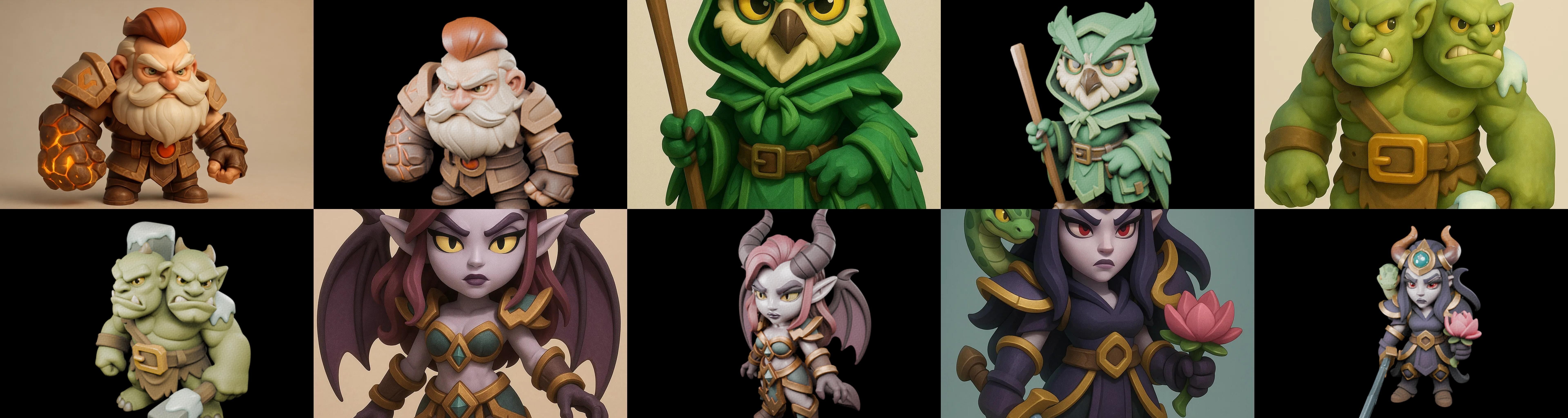 Role Play Fantasy Character bundle 29 pack 100 glb Low-poly 3D model_13