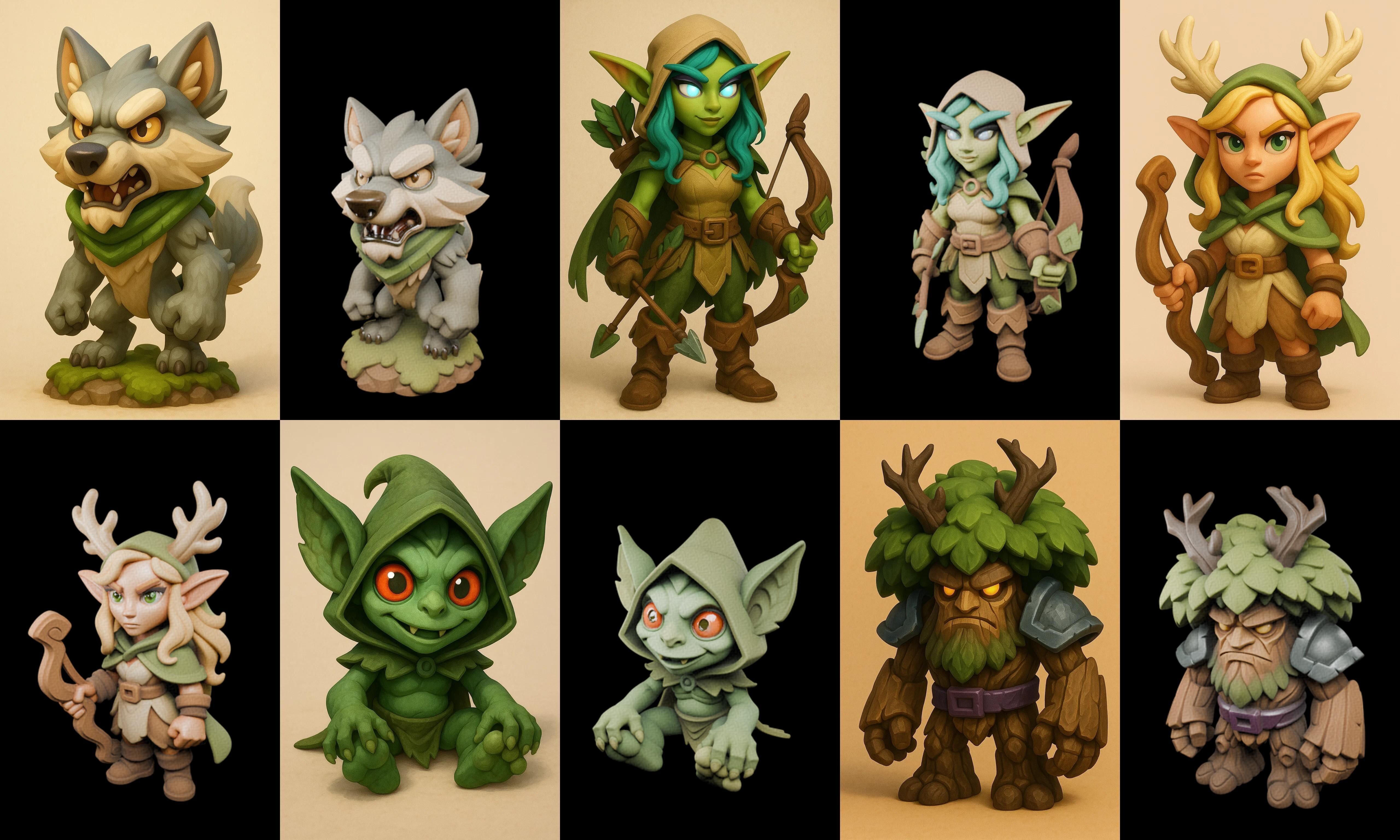 Role Play Fantasy Character bundle 29 pack 100 glb Low-poly 3D model_1