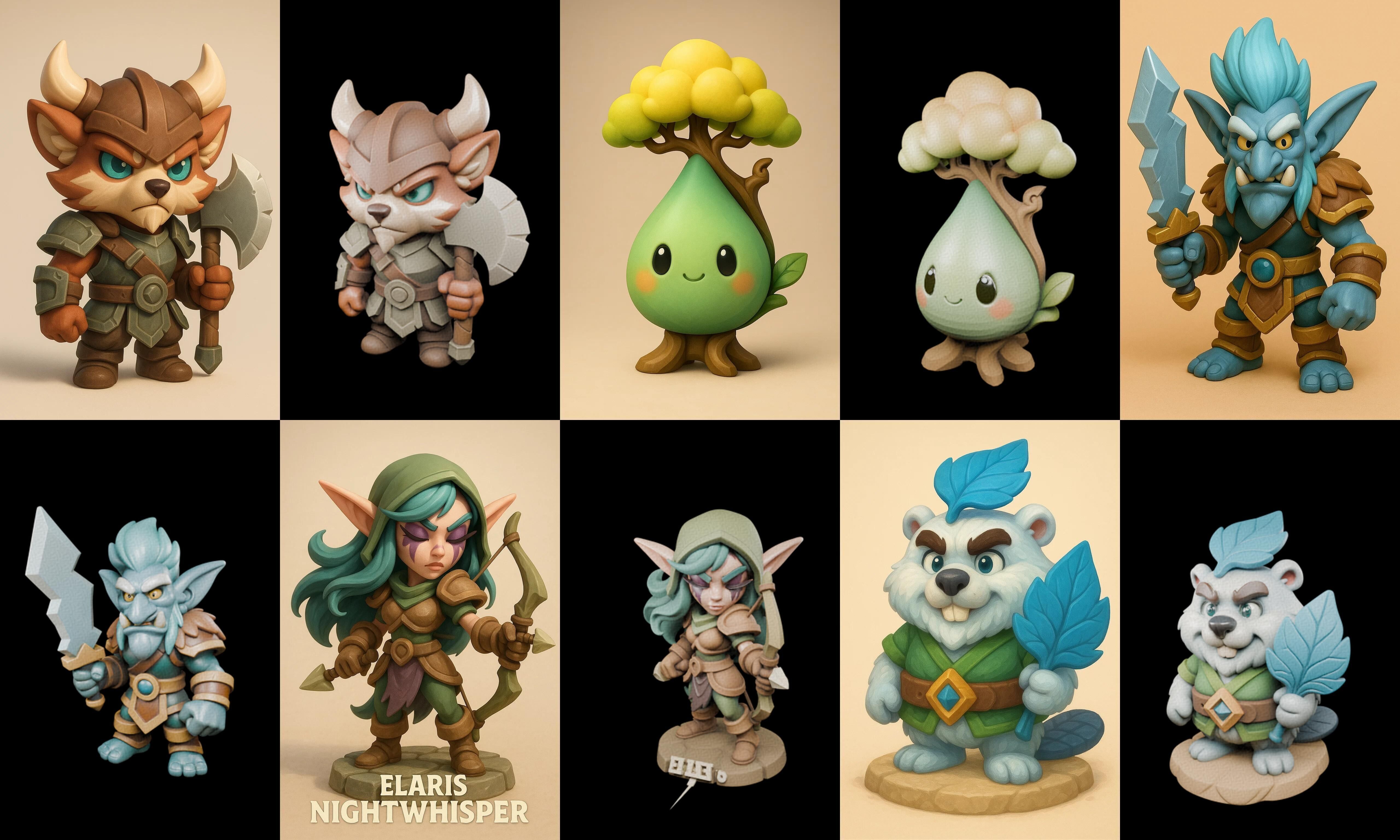 Role Play Fantasy Character bundle 29 pack 100 glb Low-poly 3D model_15