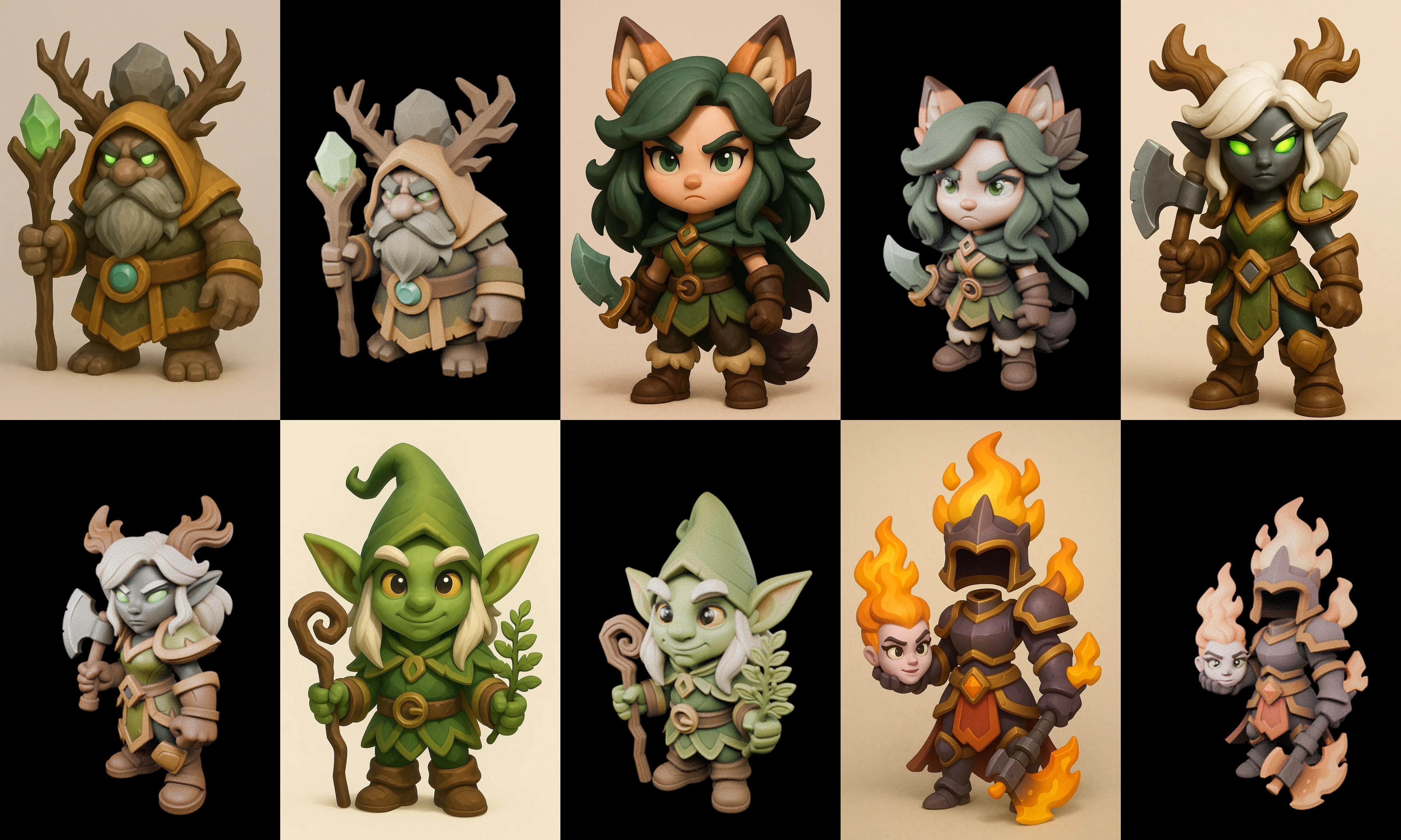 Role Play Fantasy Character bundle 29 pack 100 glb Low-poly 3D model_11