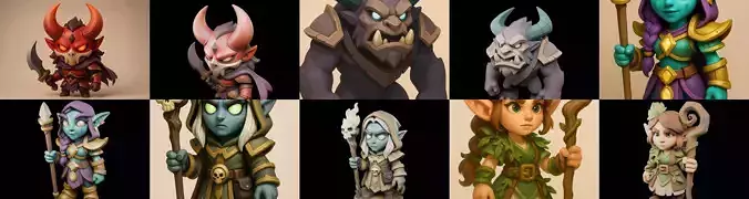 Role Play Fantasy Character bundle 27 pack 100 glb