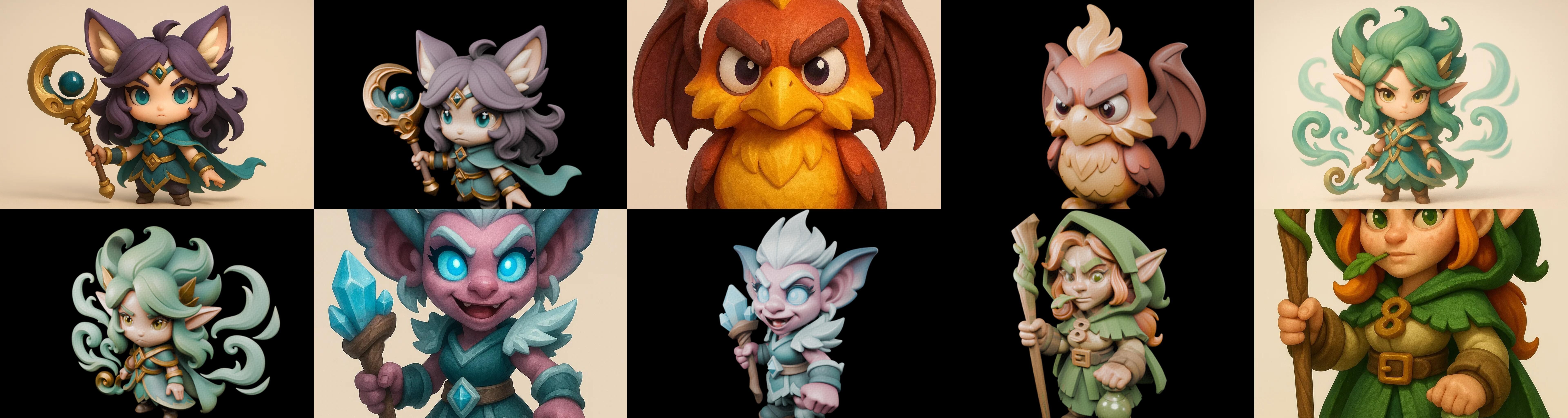 Role Play Fantasy Character bundle 24 pack 100 glb Low-poly 3D model_1