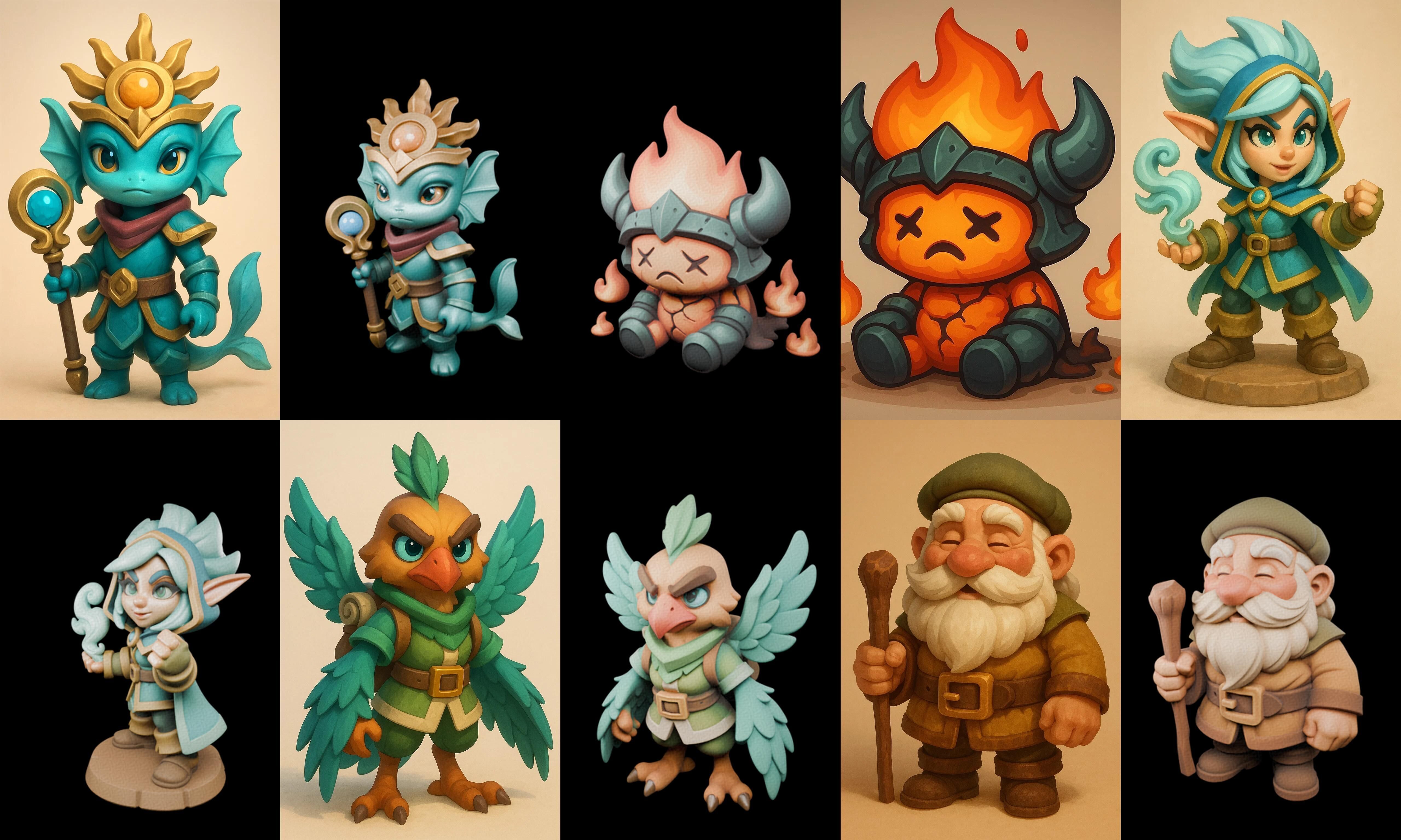 Role Play Fantasy Character bundle 24 pack 100 glb Low-poly 3D model_3