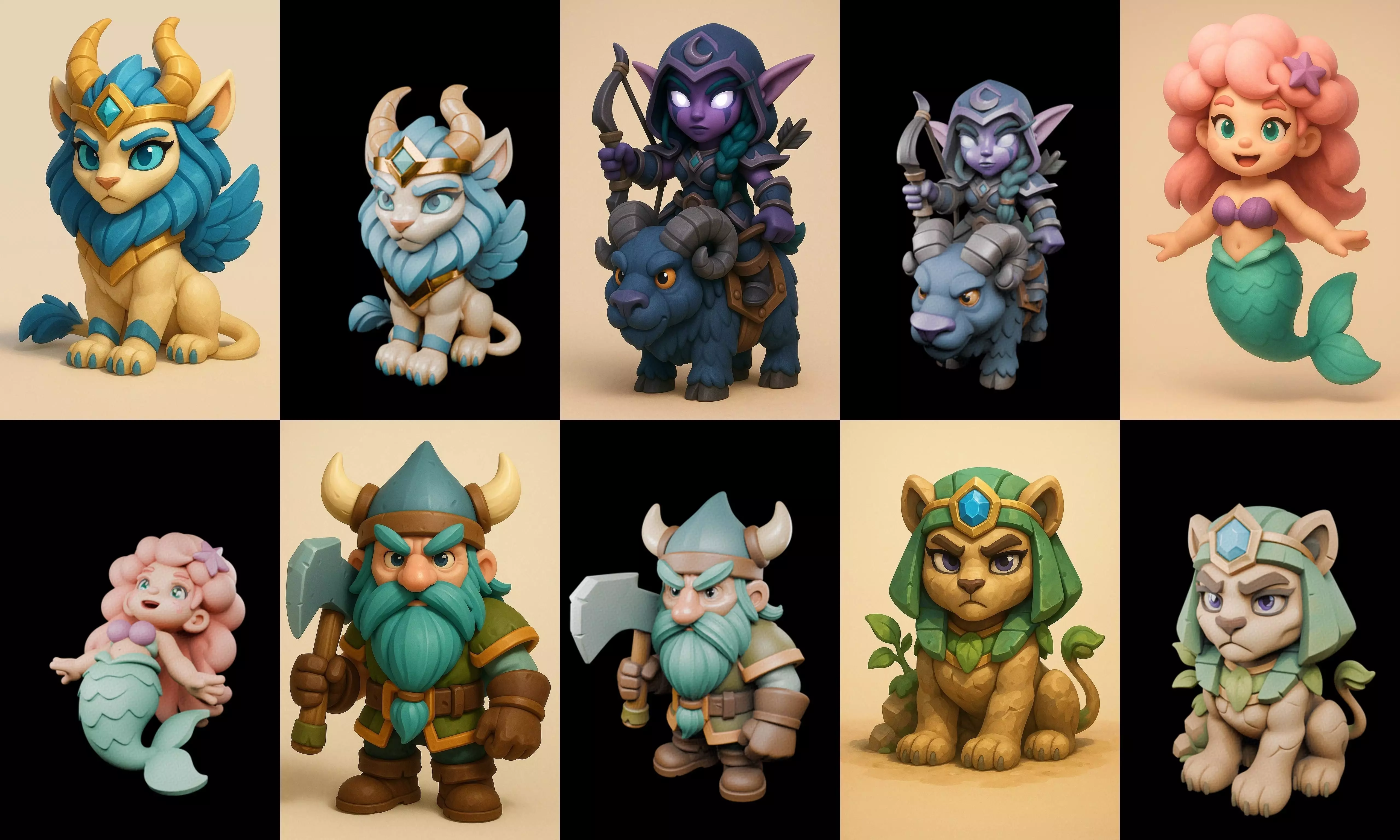 Role Play Fantasy Character bundle 24 pack 100 glb Low-poly 3D model_0