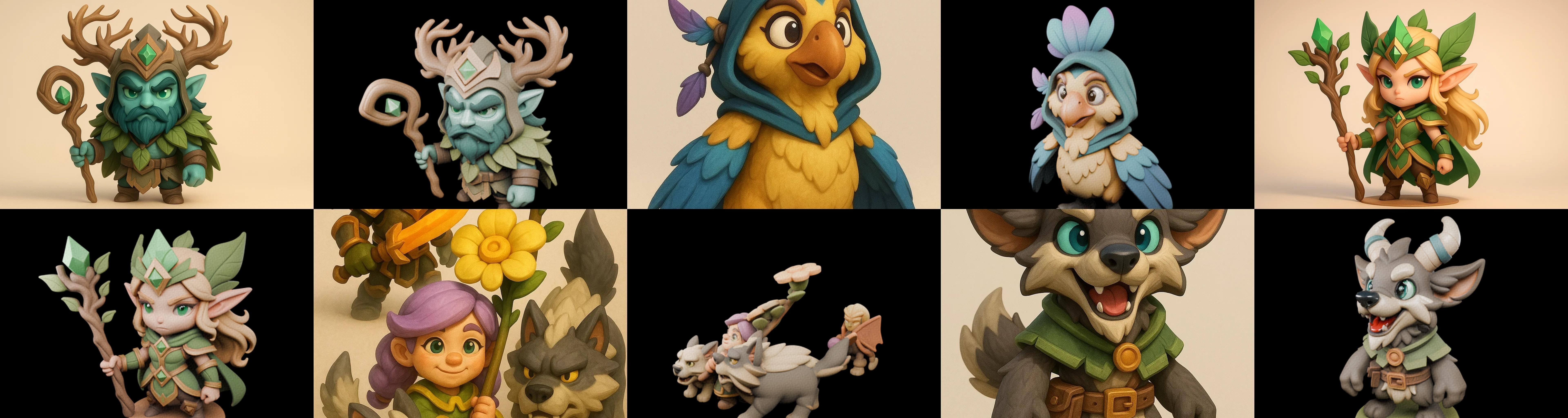 Role Play Fantasy Character bundle 24 pack 100 glb Low-poly 3D model_6