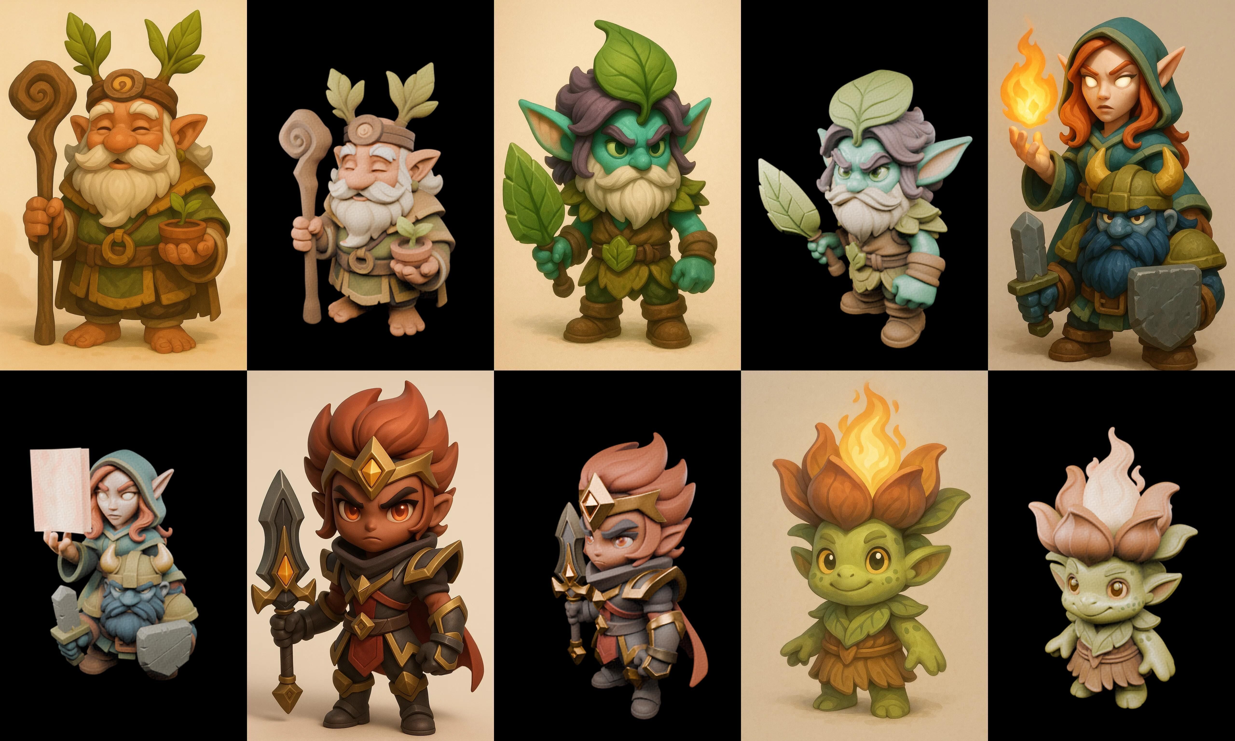 Role Play Fantasy Character bundle 24 pack 100 glb Low-poly 3D model_7