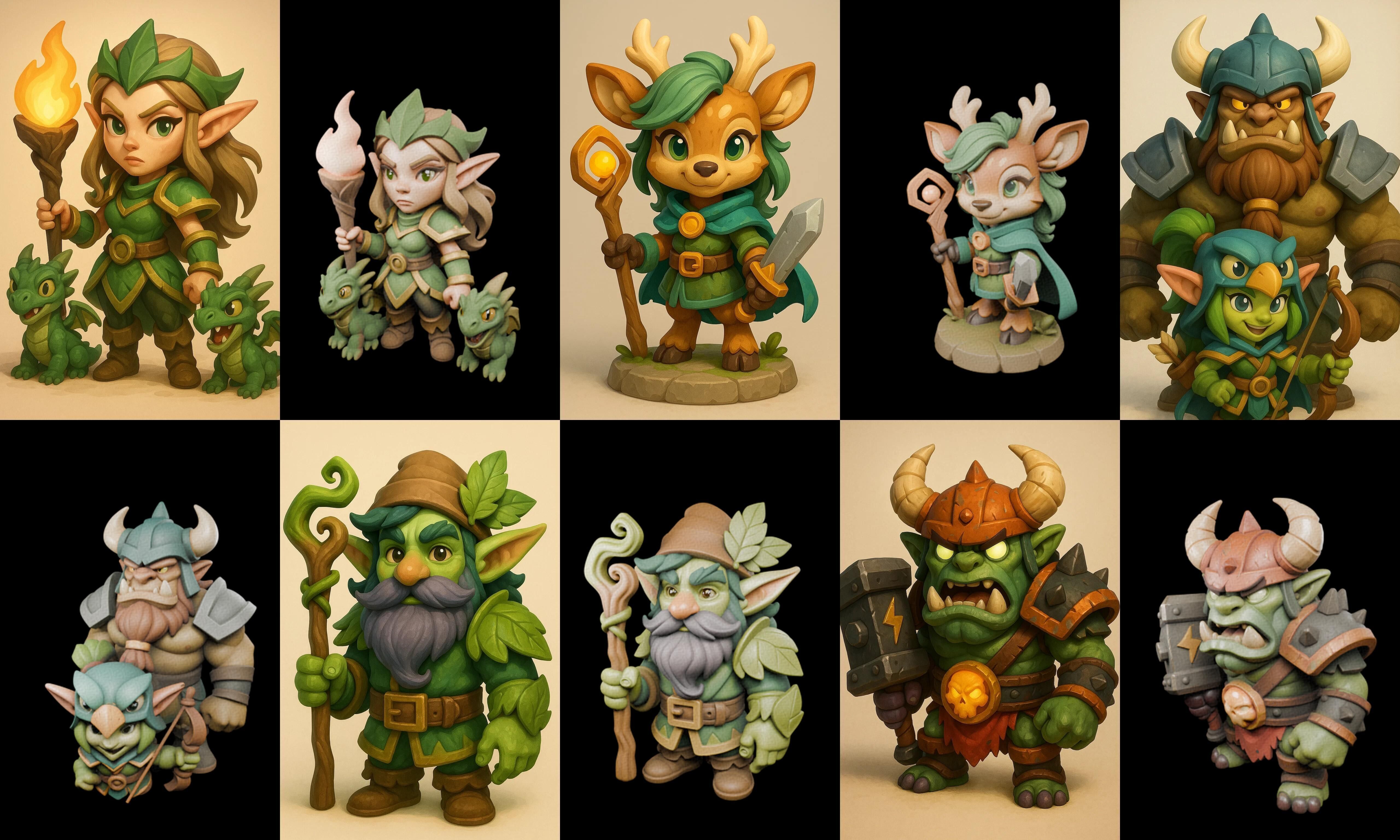 Role Play Fantasy Character bundle 24 pack 100 glb Low-poly 3D model_10
