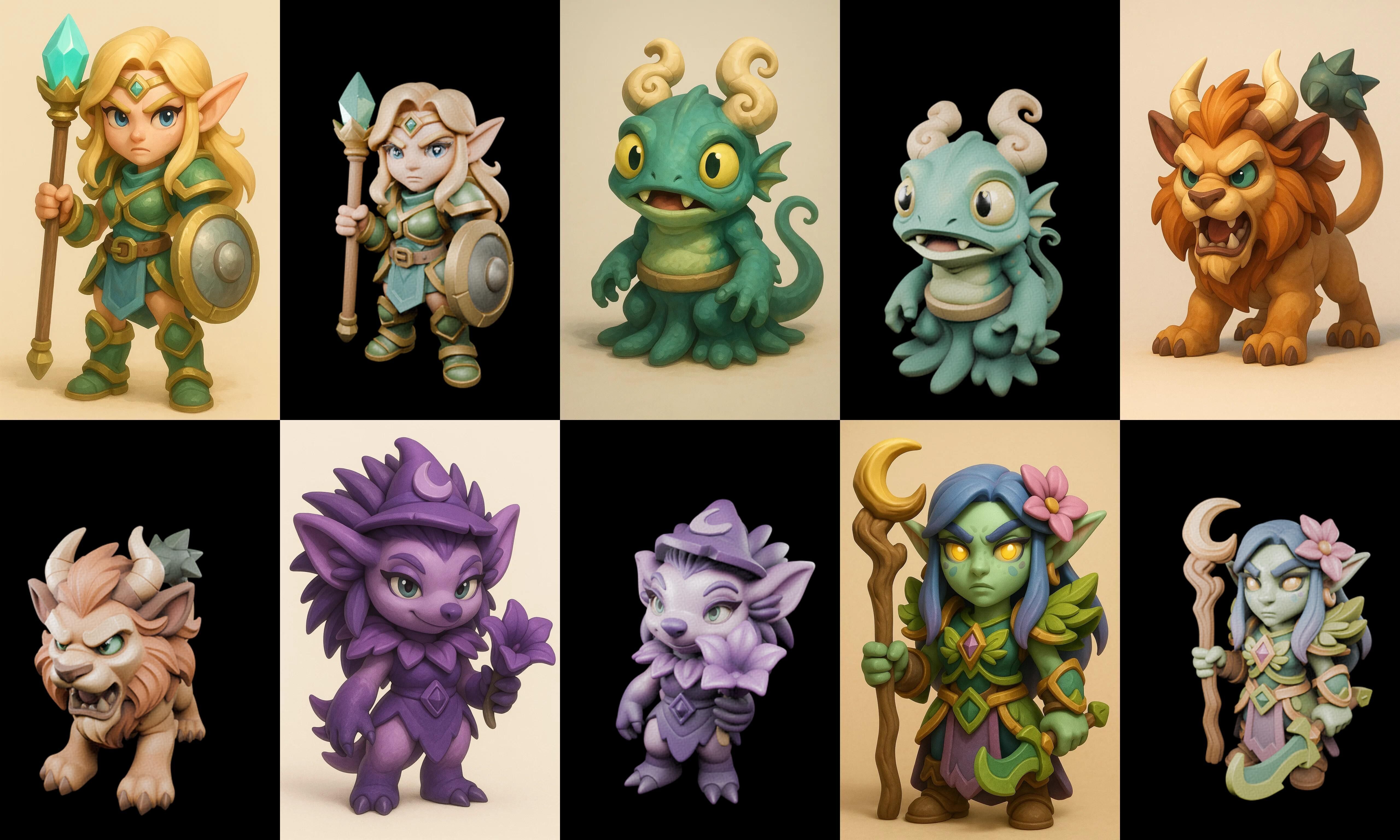 Role Play Fantasy Character bundle 24 pack 100 glb Low-poly 3D model_18