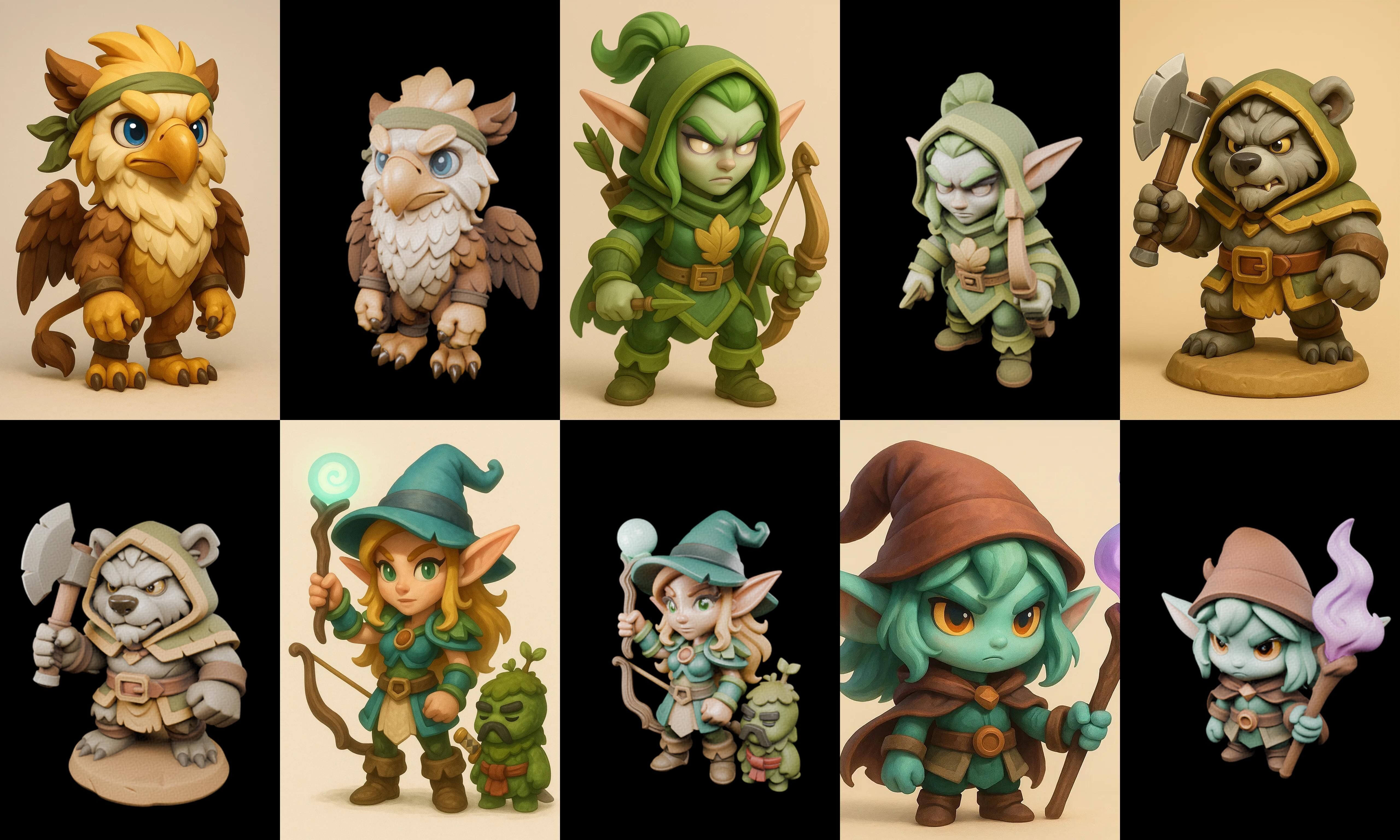 Role Play Fantasy Character bundle 24 pack 100 glb Low-poly 3D model_9