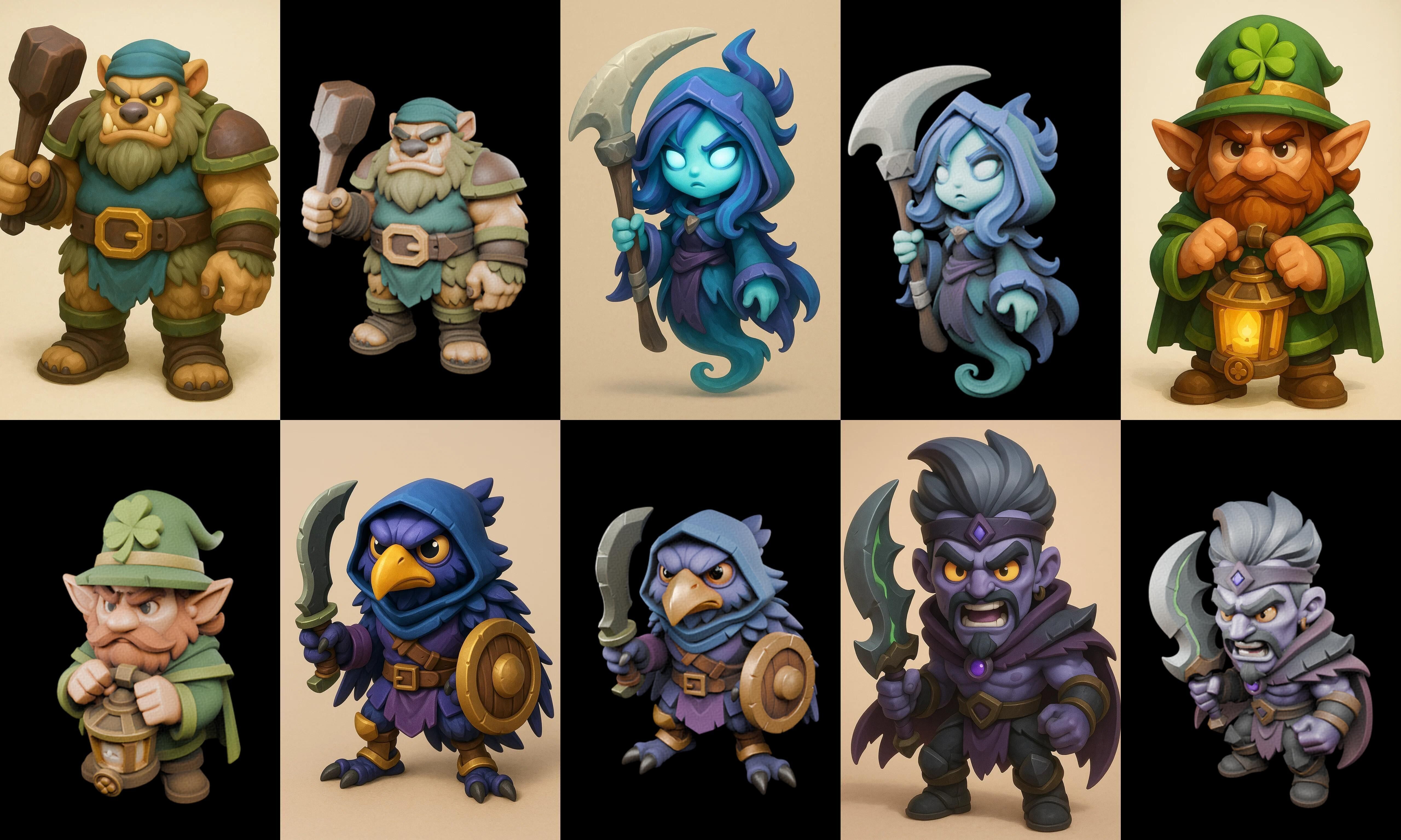 Role Play Fantasy Character bundle 24 pack 100 glb Low-poly 3D model_11