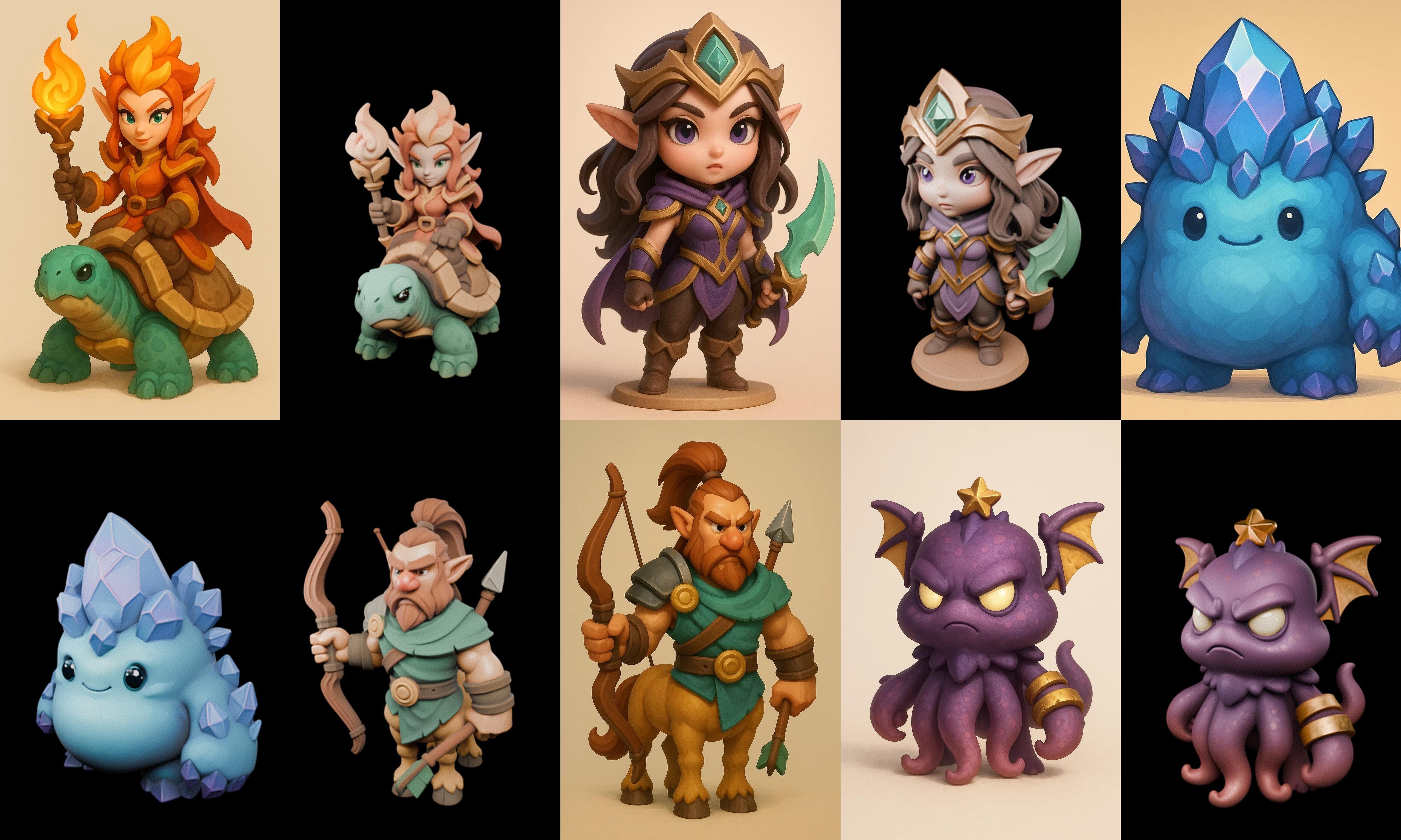 Role Play Fantasy Character bundle 24 pack 100 glb Low-poly 3D model_8