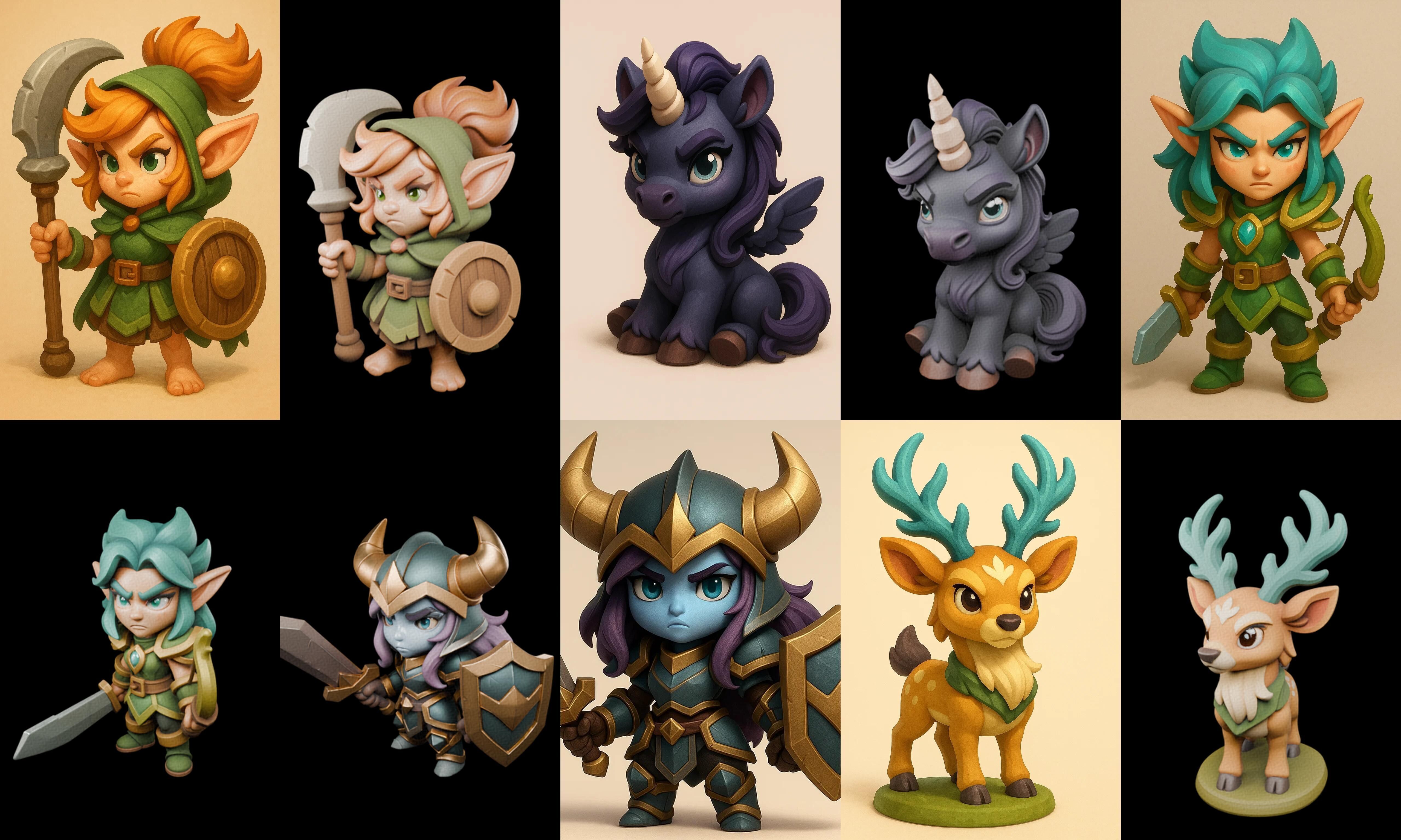 Role Play Fantasy Character bundle 24 pack 100 glb Low-poly 3D model_19