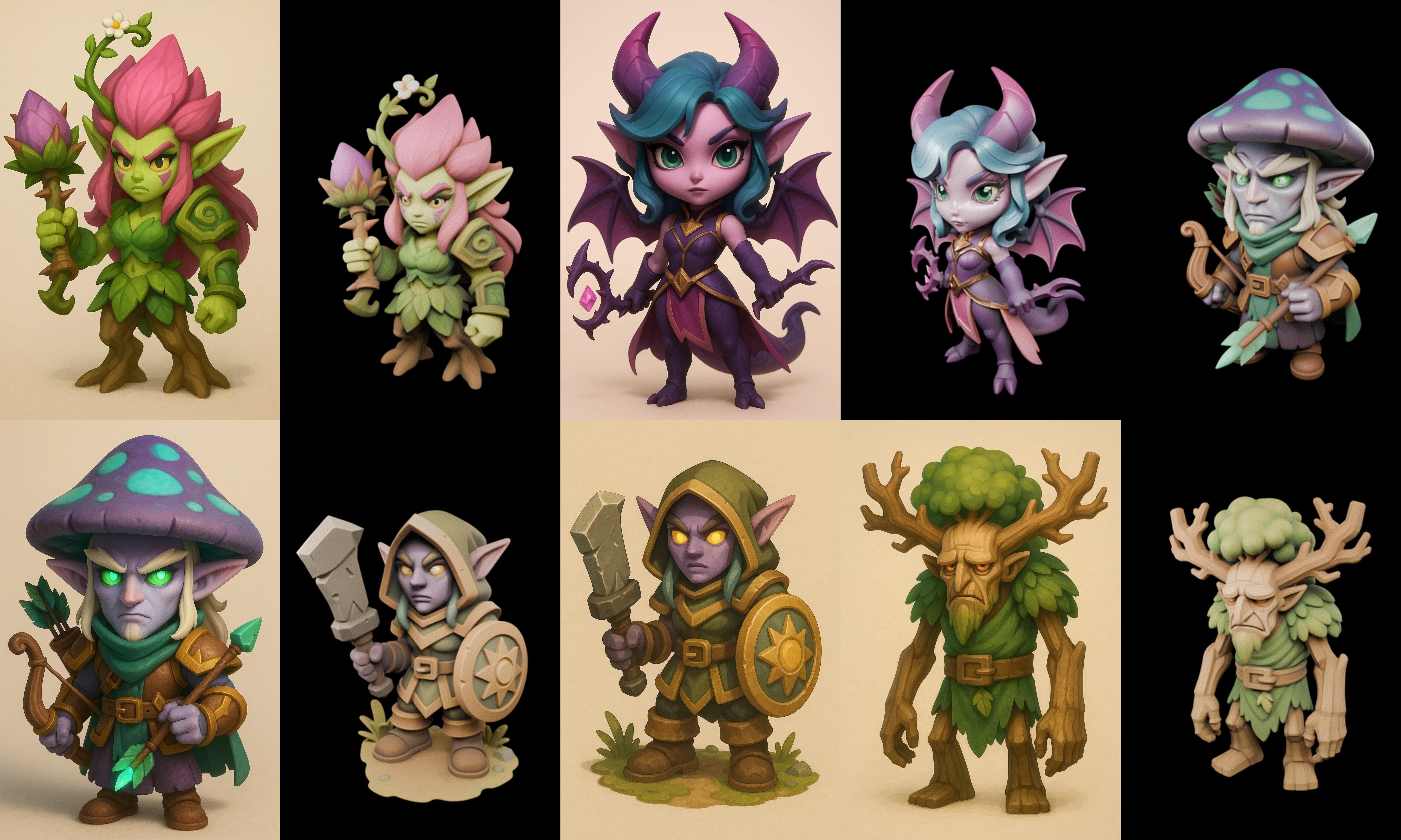 Role Play Fantasy Character bundle 24 pack 100 glb Low-poly 3D model_15