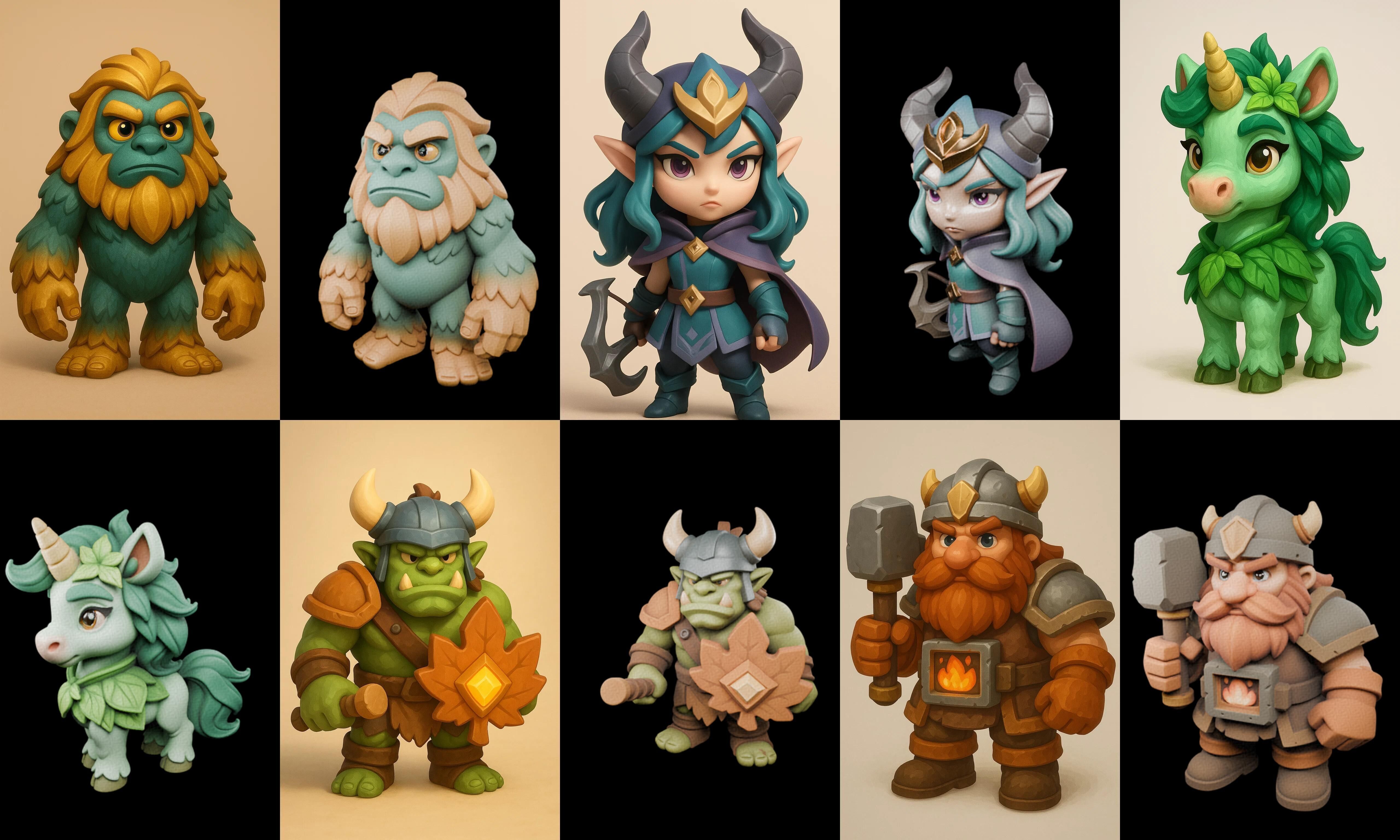 Role Play Fantasy Character bundle 21 pack 100 glb Low-poly 3D model_6