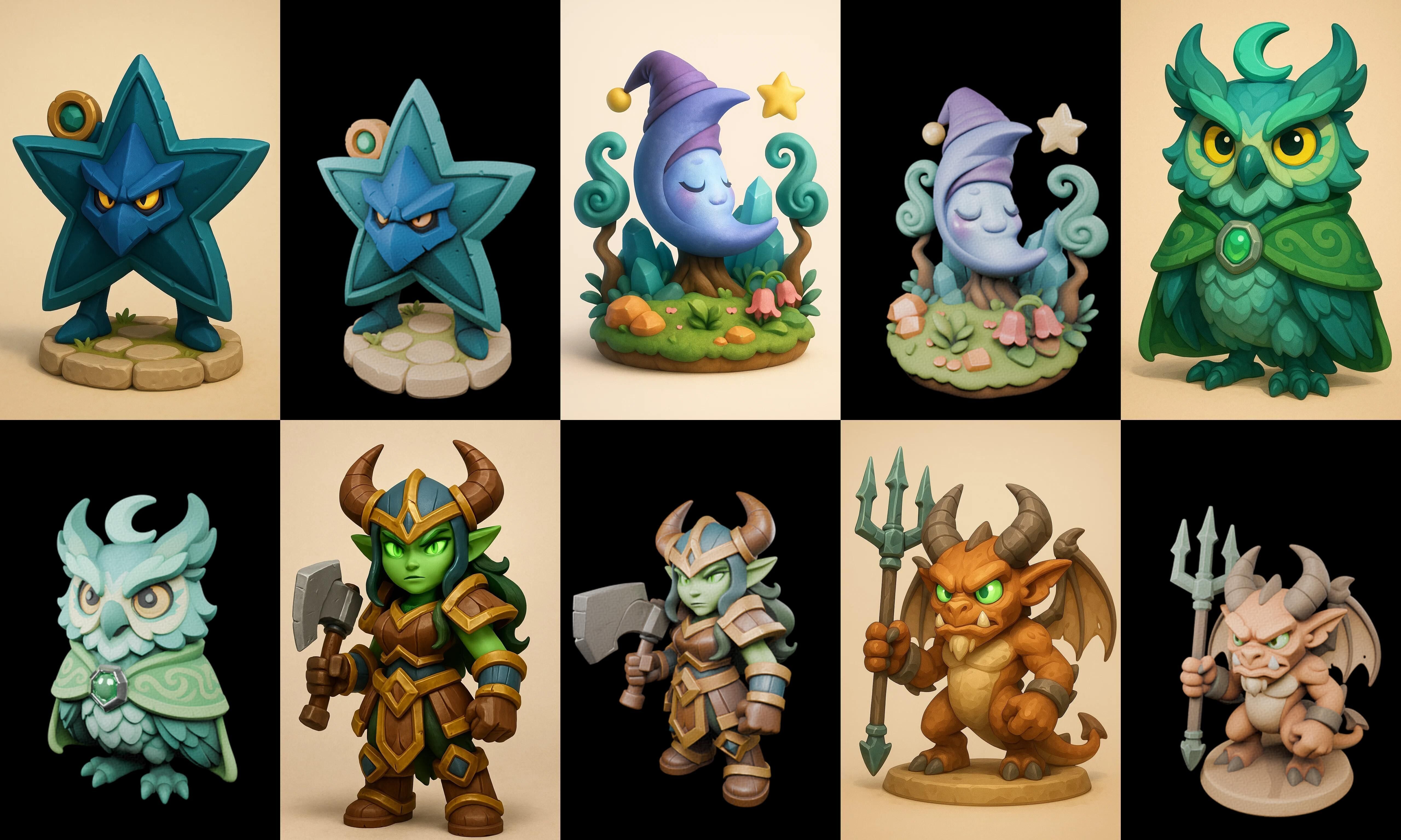 Role Play Fantasy Character bundle 21 pack 100 glb Low-poly 3D model_4