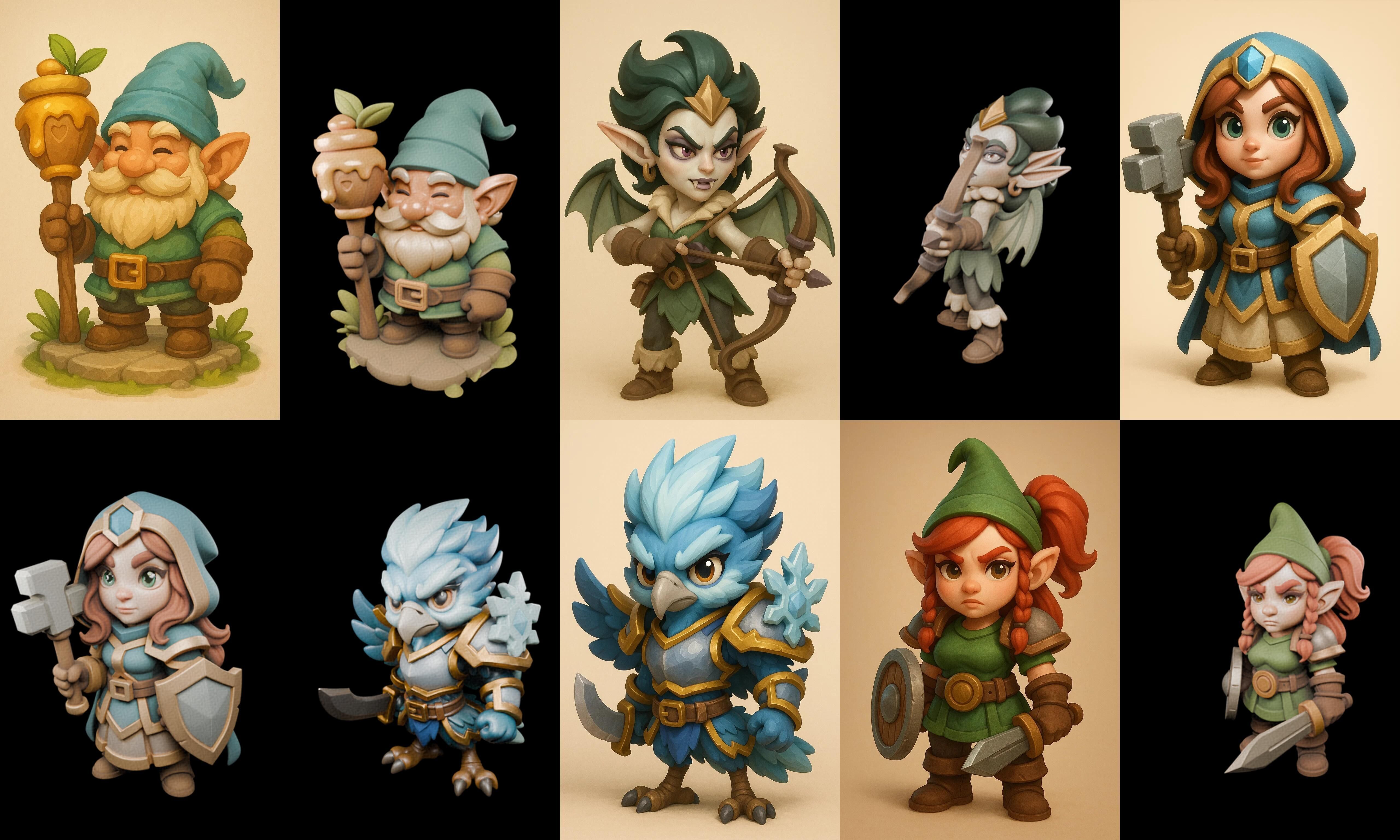 Role Play Fantasy Character bundle 21 pack 100 glb Low-poly 3D model_5