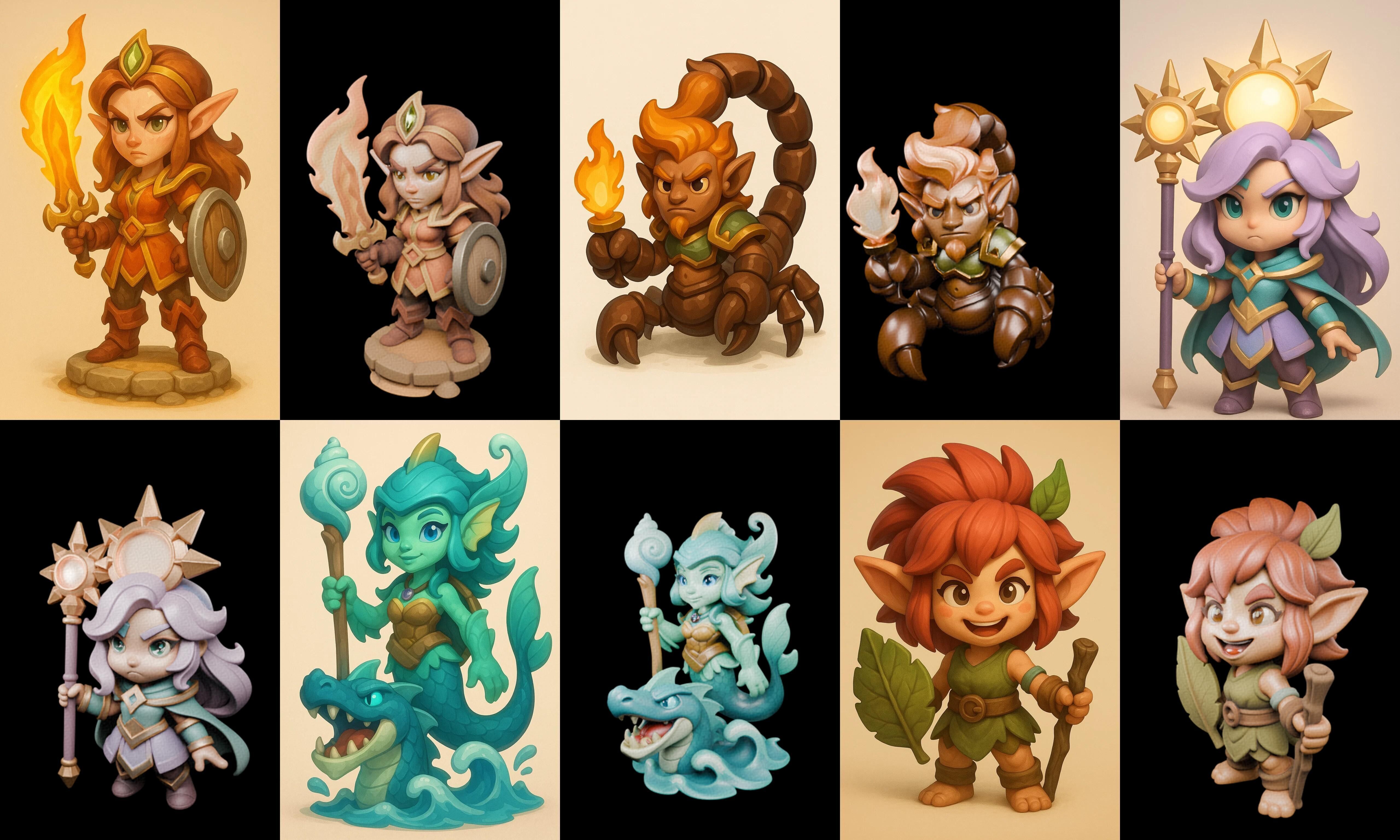 Role Play Fantasy Character bundle 21 pack 100 glb Low-poly 3D model_1