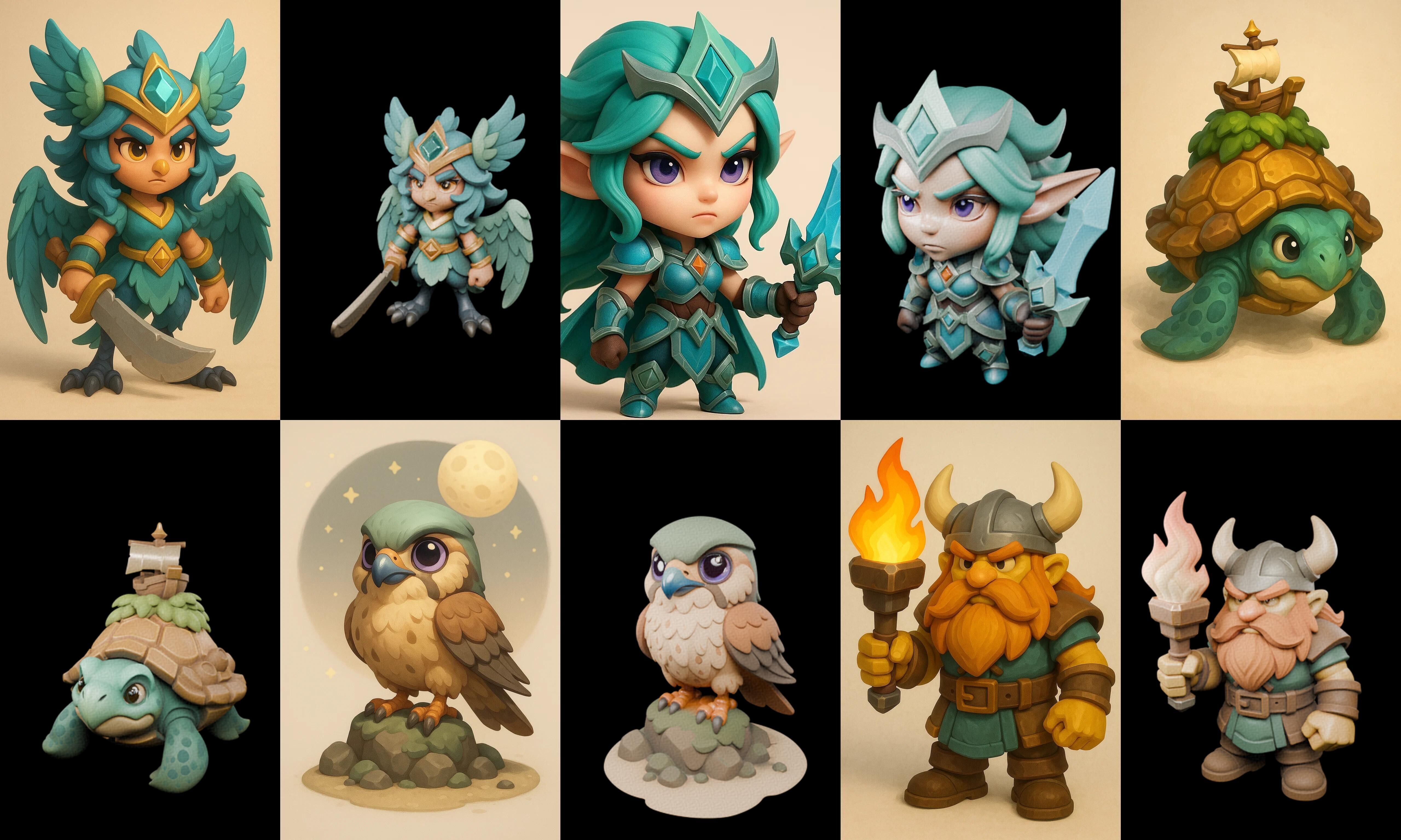 Role Play Fantasy Character bundle 21 pack 100 glb Low-poly 3D model_2