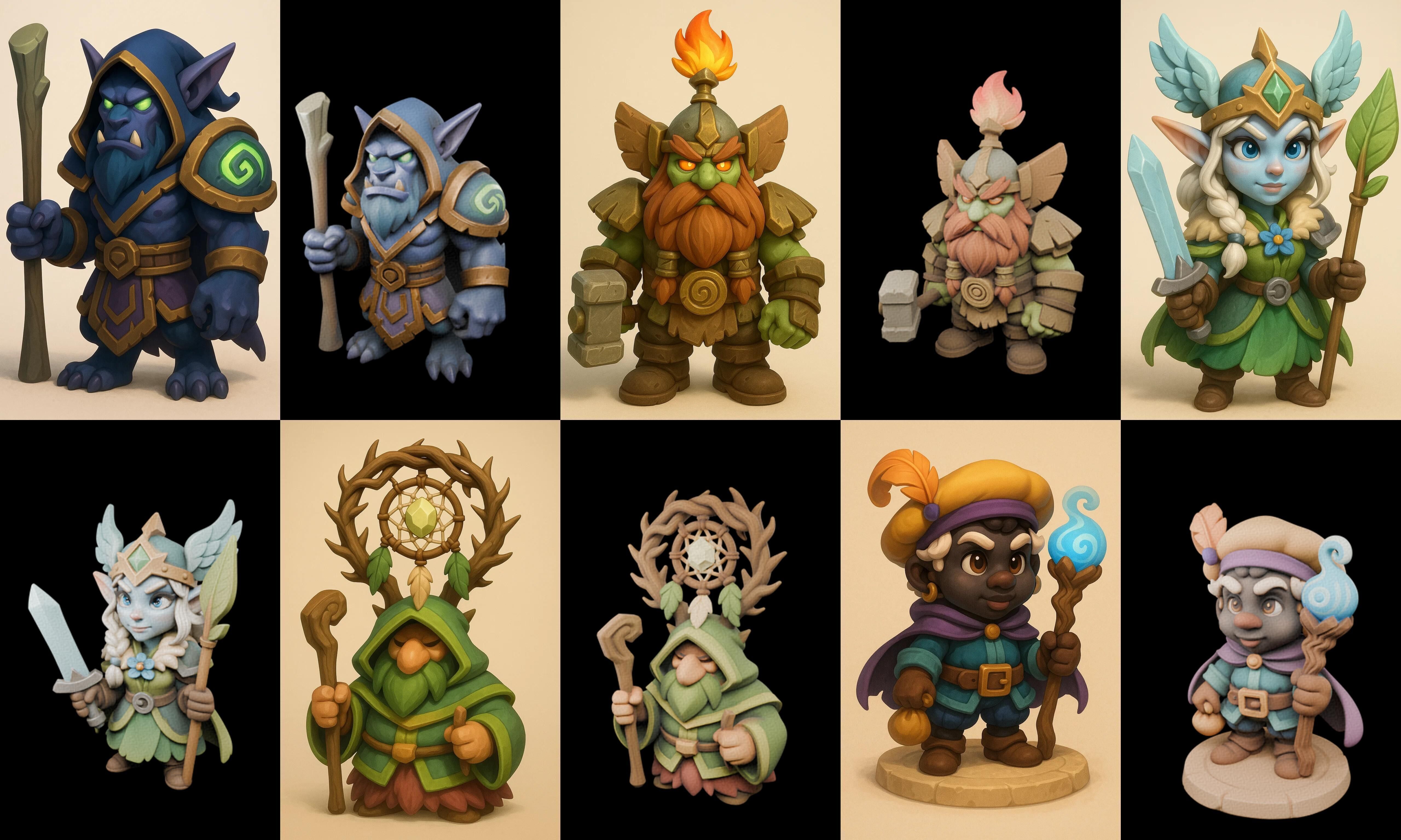 Role Play Fantasy Character bundle 21 pack 100 glb Low-poly 3D model_18