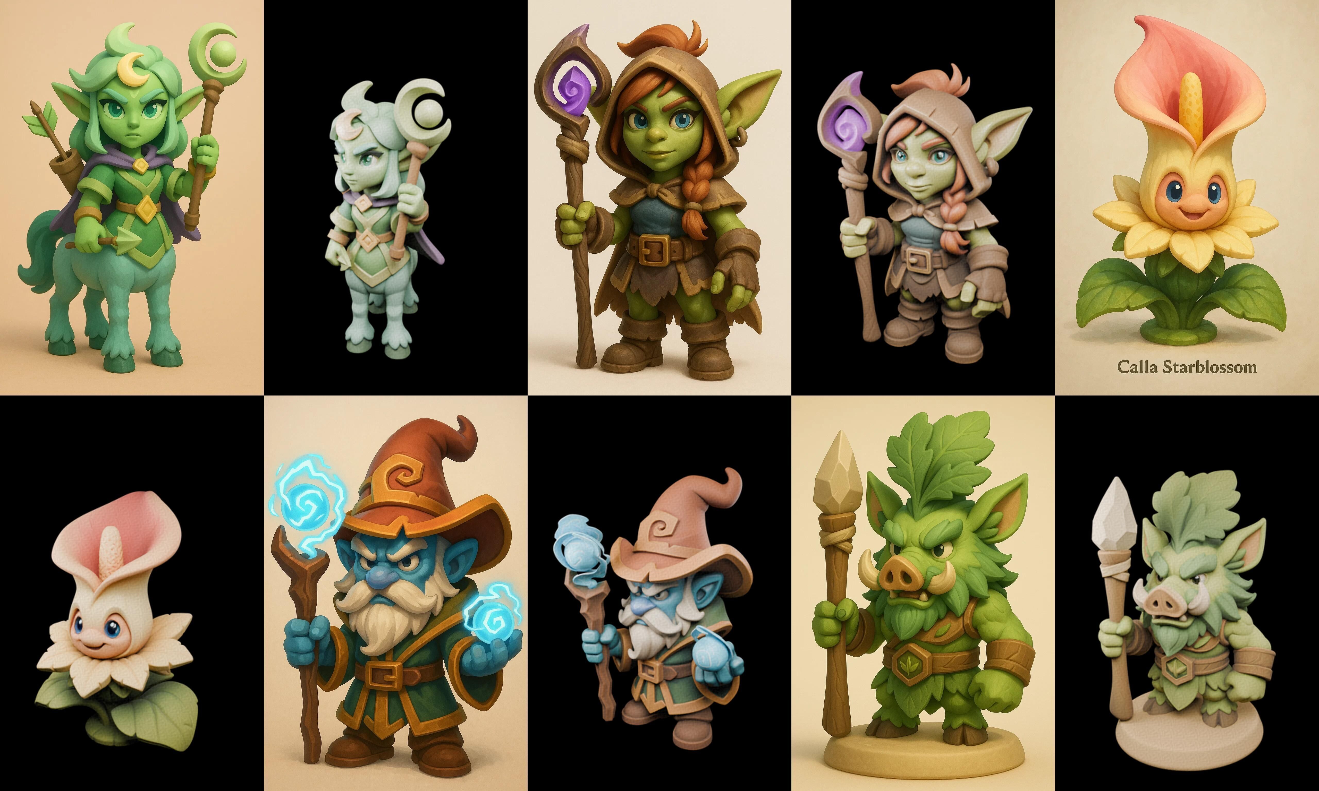 Role Play Fantasy Character bundle 21 pack 100 glb Low-poly 3D model_17