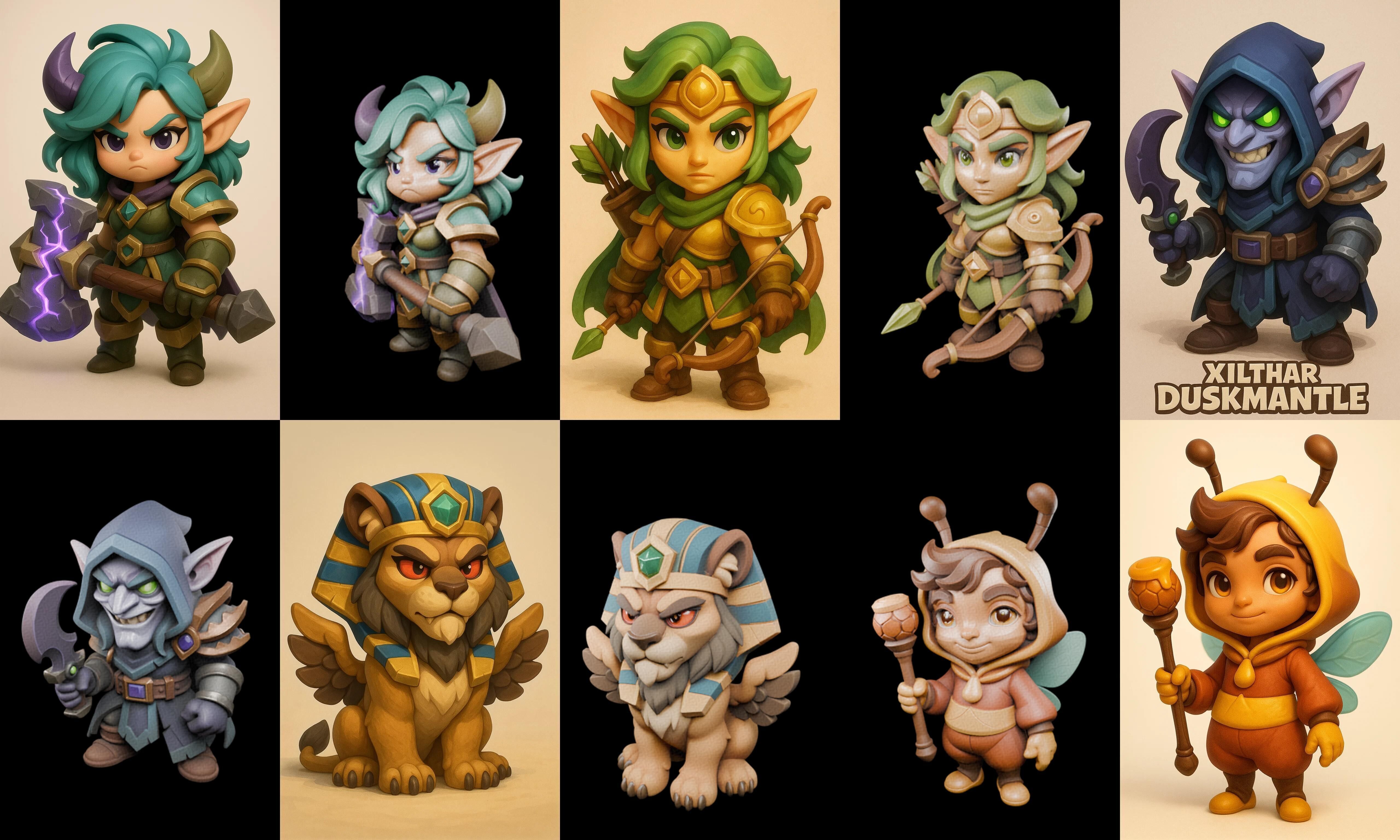 Role Play Fantasy Character bundle 21 pack 100 glb Low-poly 3D model_7
