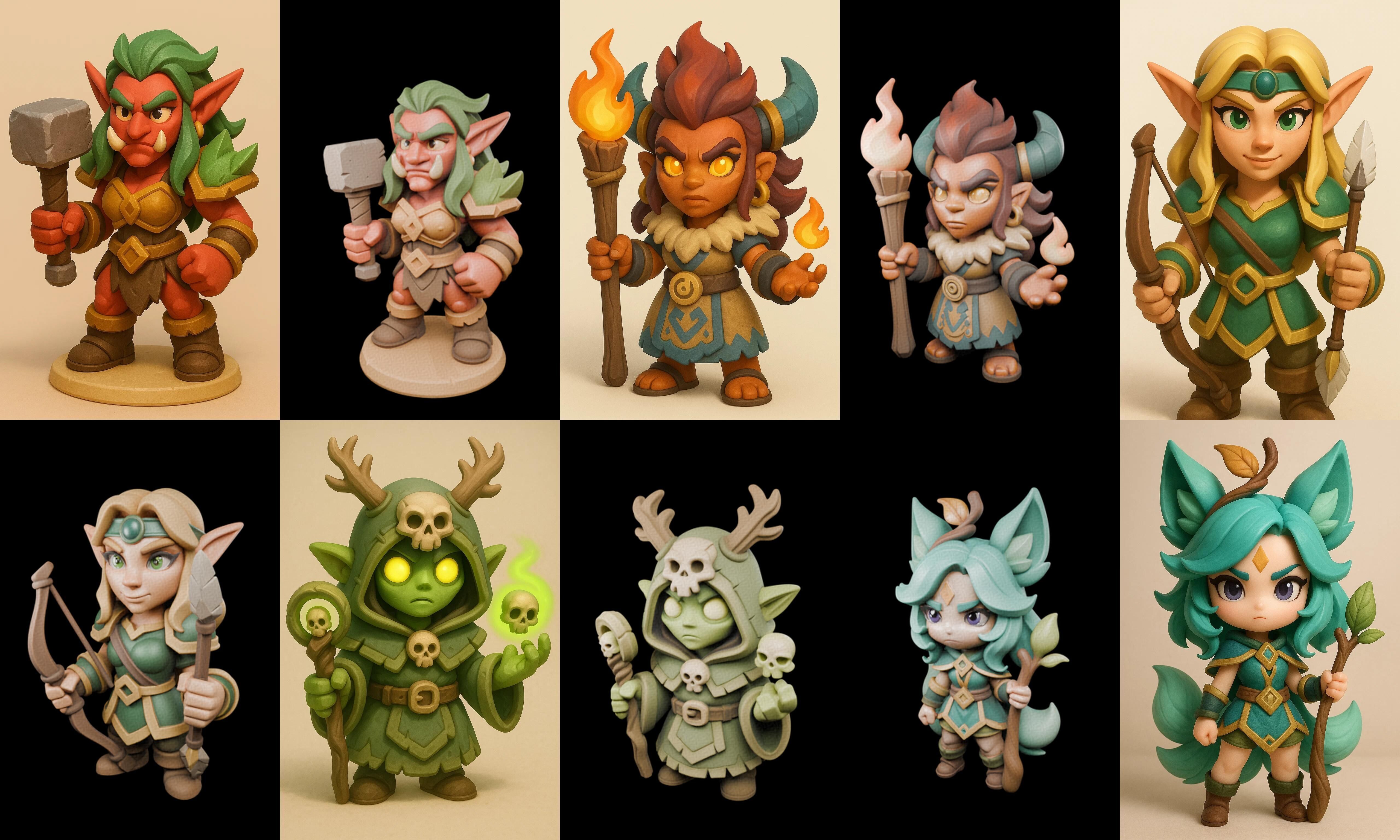 Role Play Fantasy Character bundle 21 pack 100 glb Low-poly 3D model_13