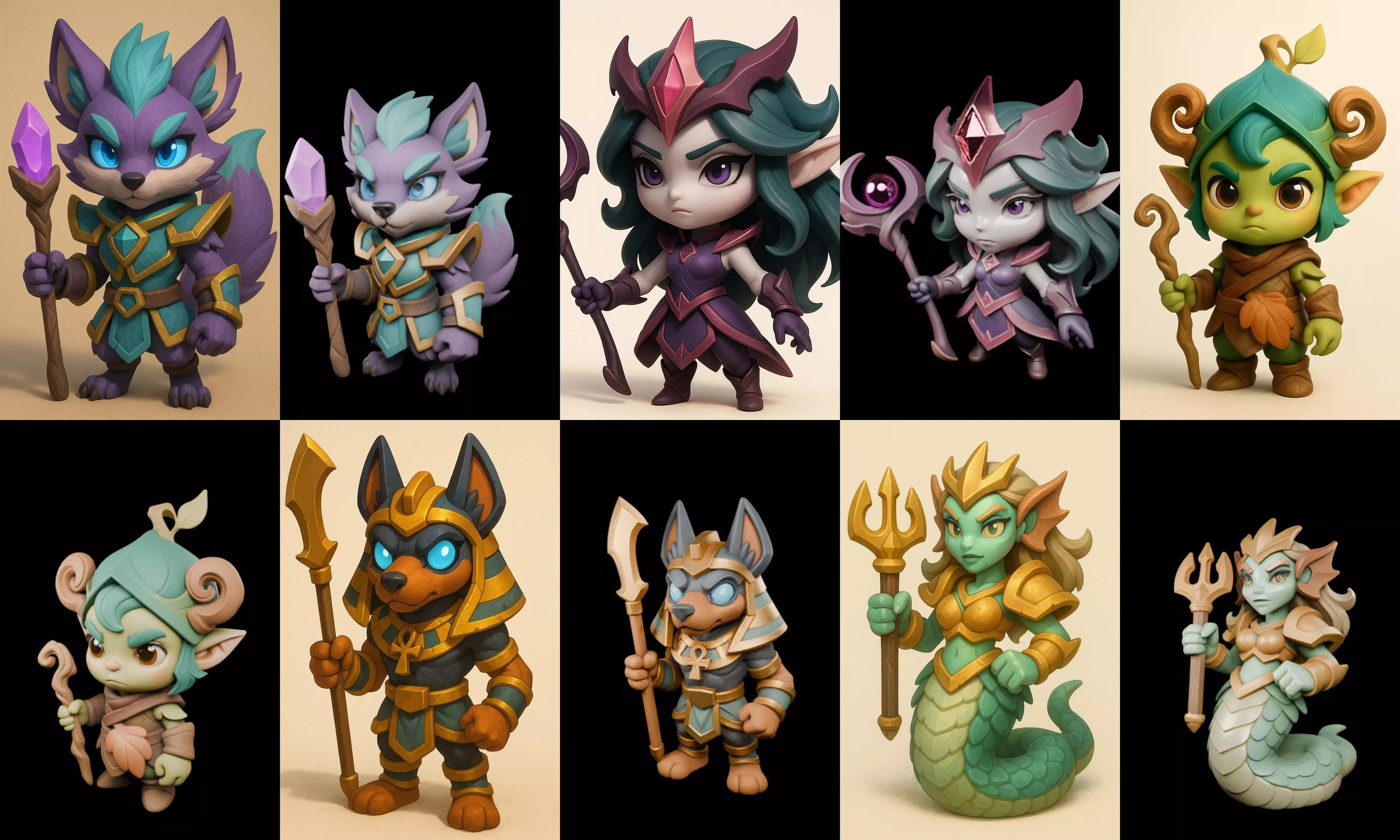 Role Play Fantasy Character bundle 21 pack 100 glb Low-poly 3D model_0