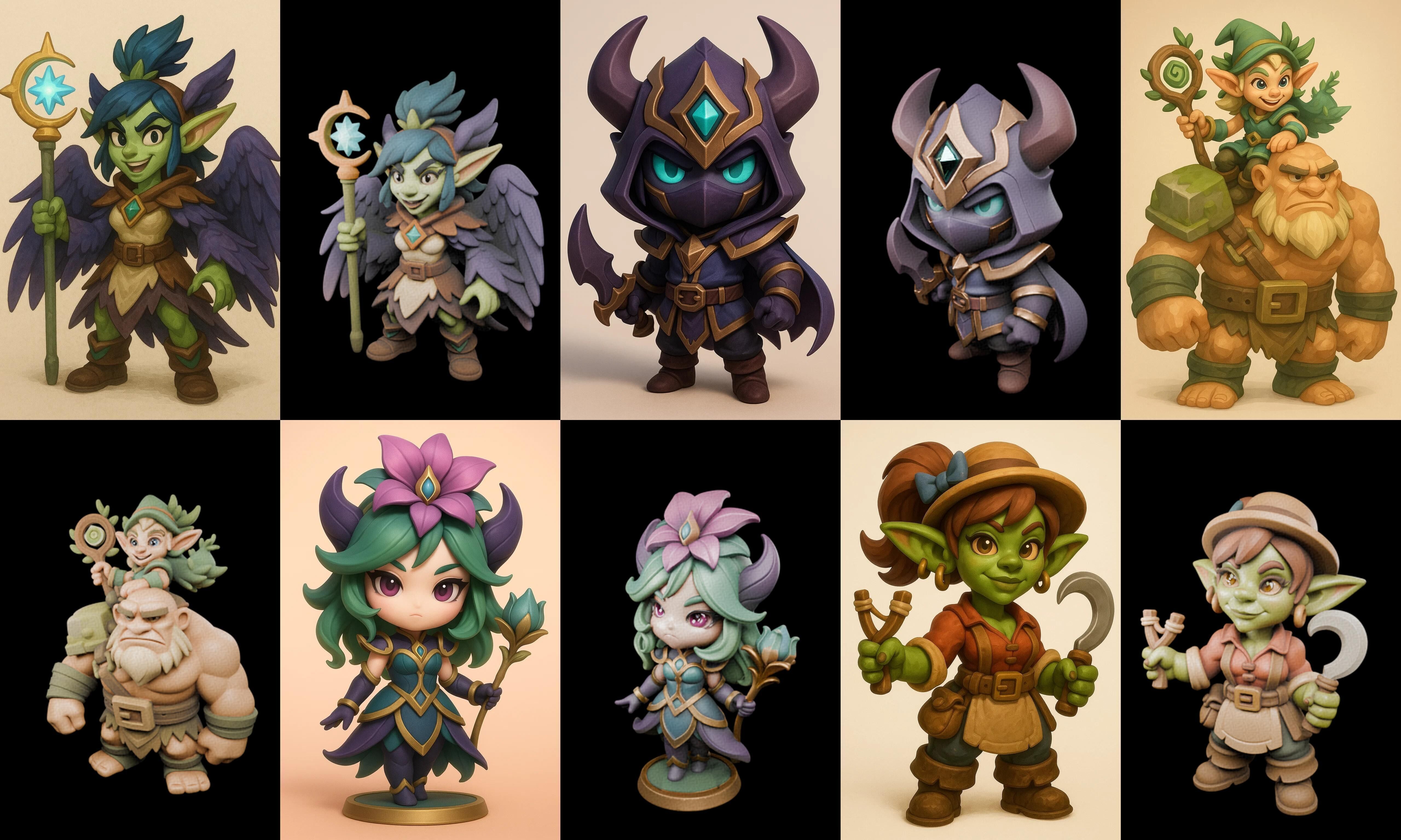Role Play Fantasy Character bundle 21 pack 100 glb Low-poly 3D model_9